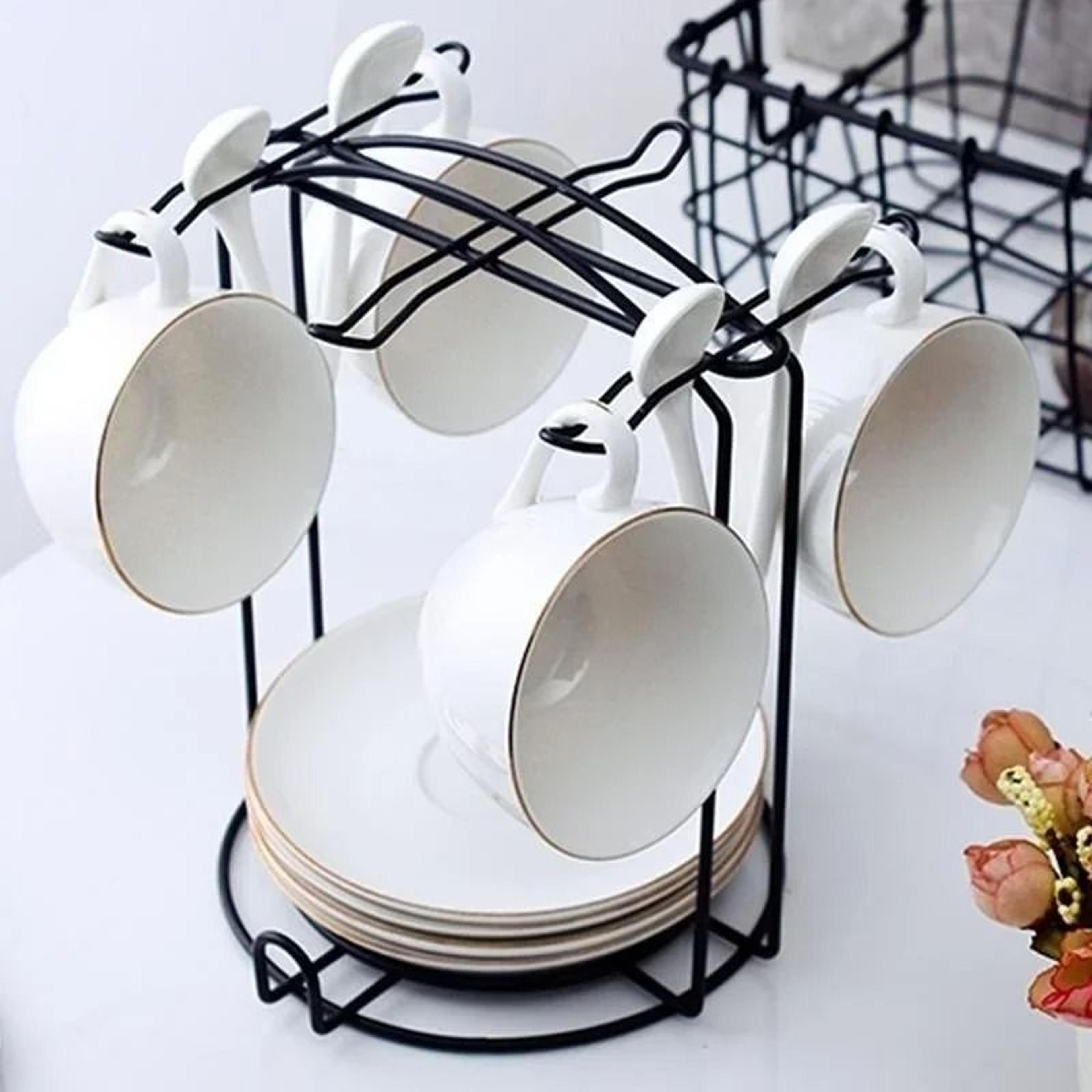 Hanging Partition Coffee Cup Holder And UnderCabinet Storage Rack 0