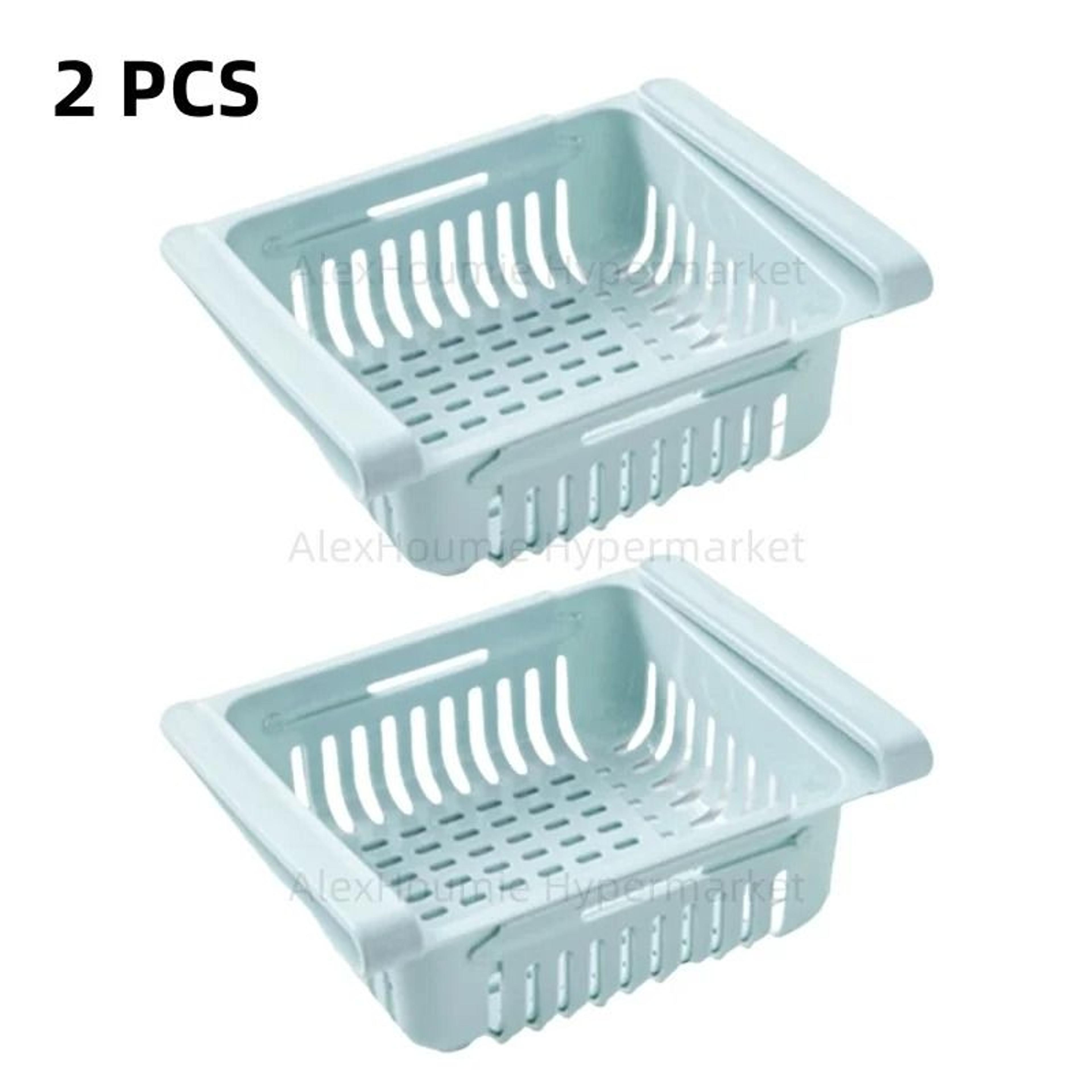 2Pack Retractable Refrigerator Hanging Drawer Organizer And Sliding Storage Box 6