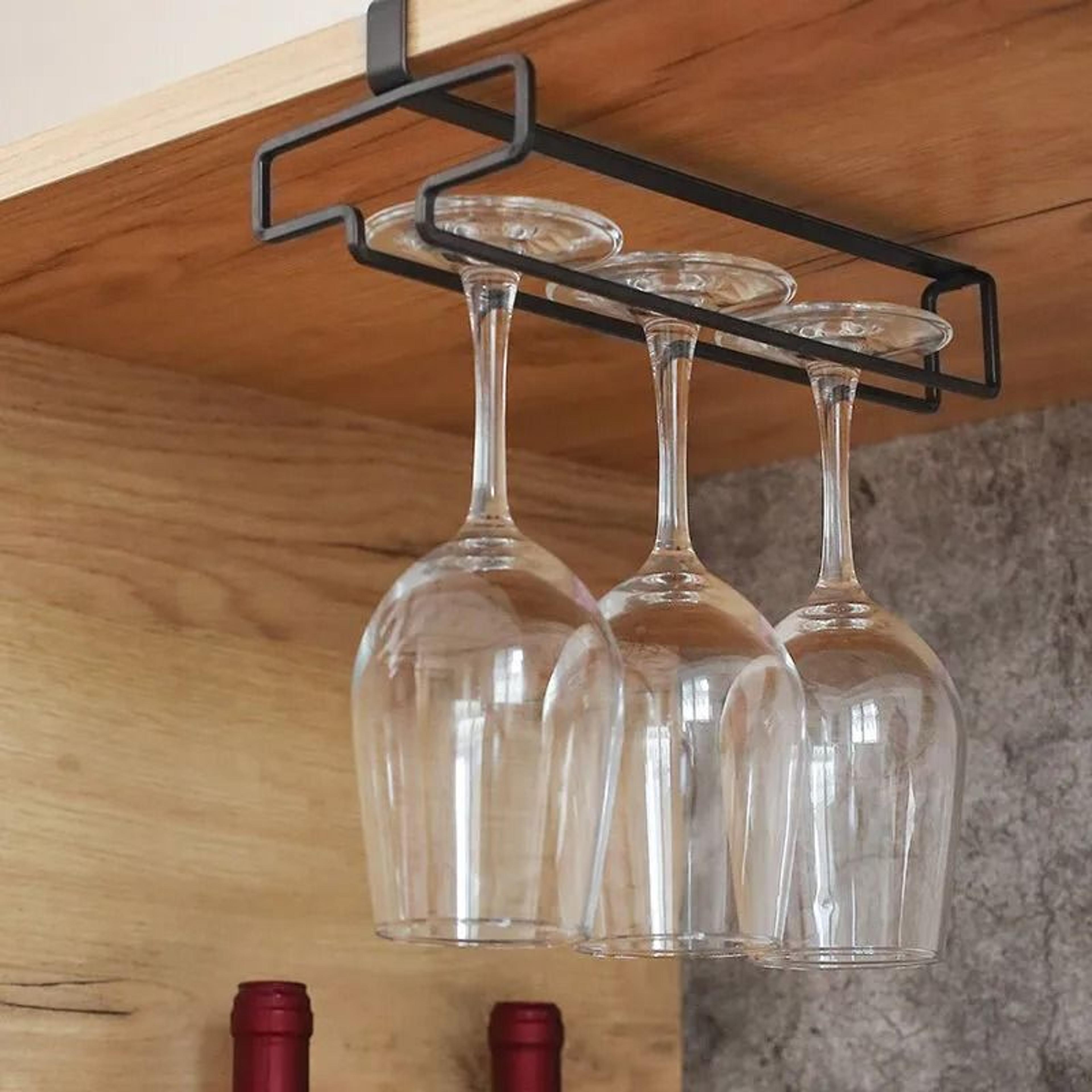UnderCabinet Hanging Wine Glass Storage Rack 4