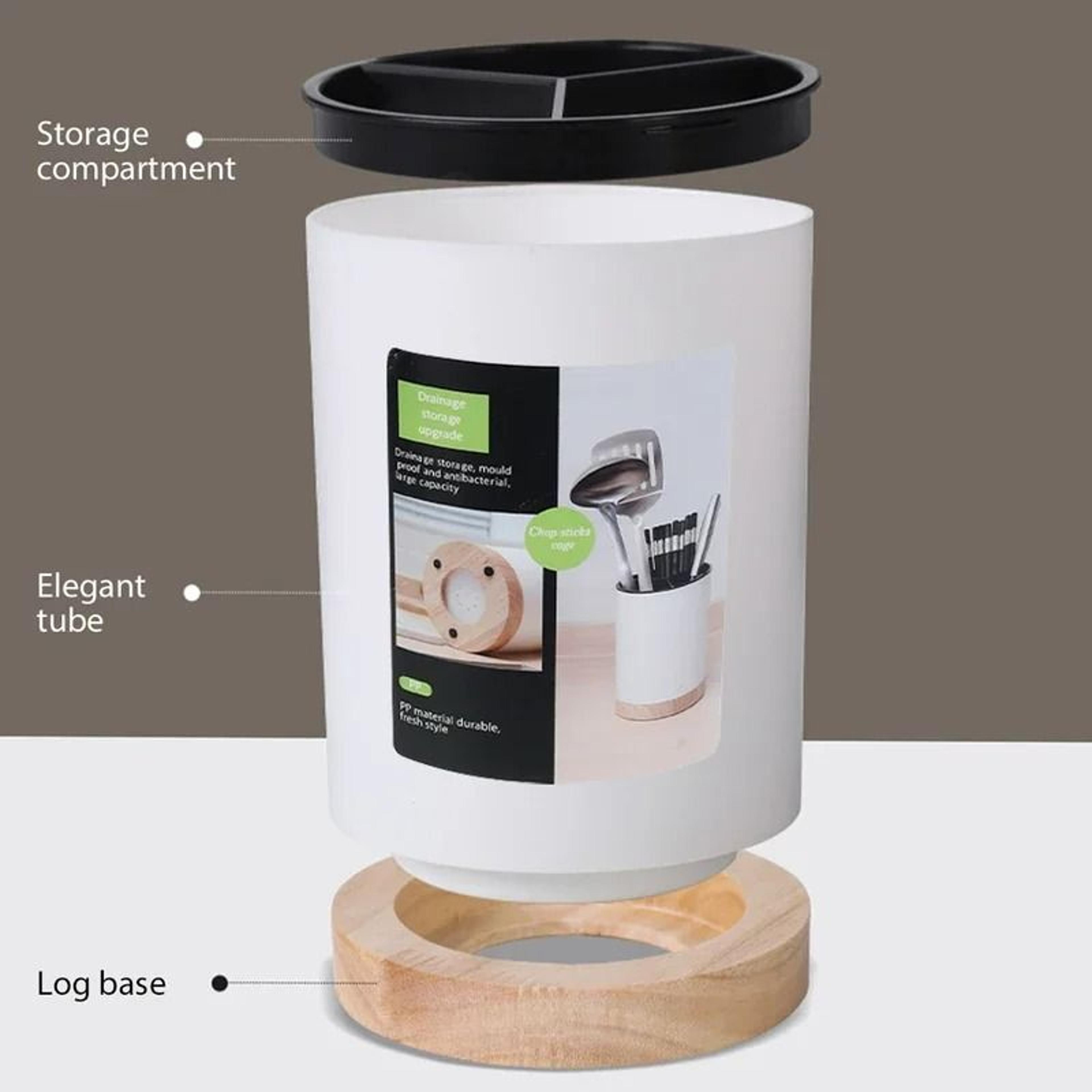 Rotating Kitchen Utensil Holder And 3Grid Tableware Drainer 1