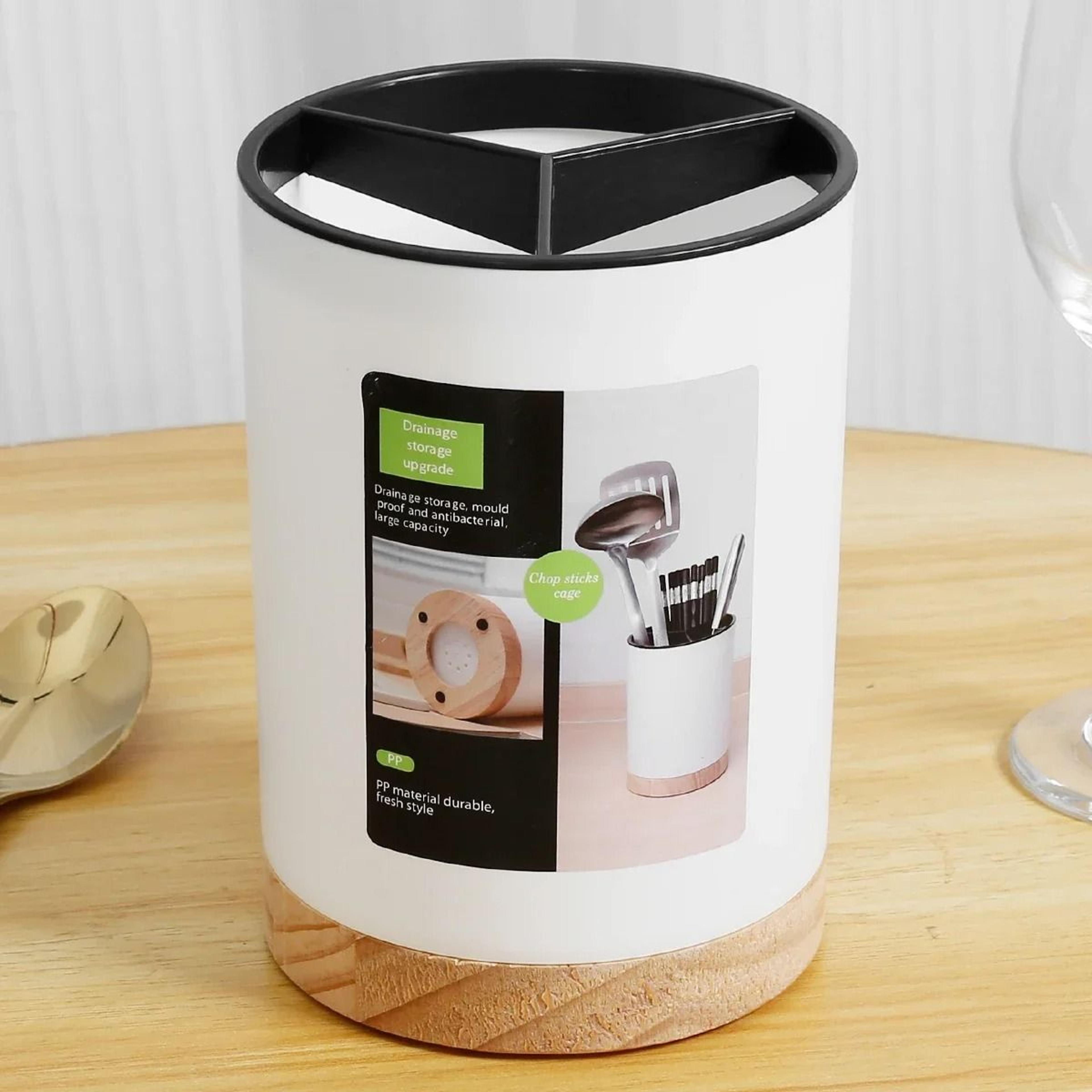 Rotating Kitchen Utensil Holder And 3Grid Tableware Drainer 6