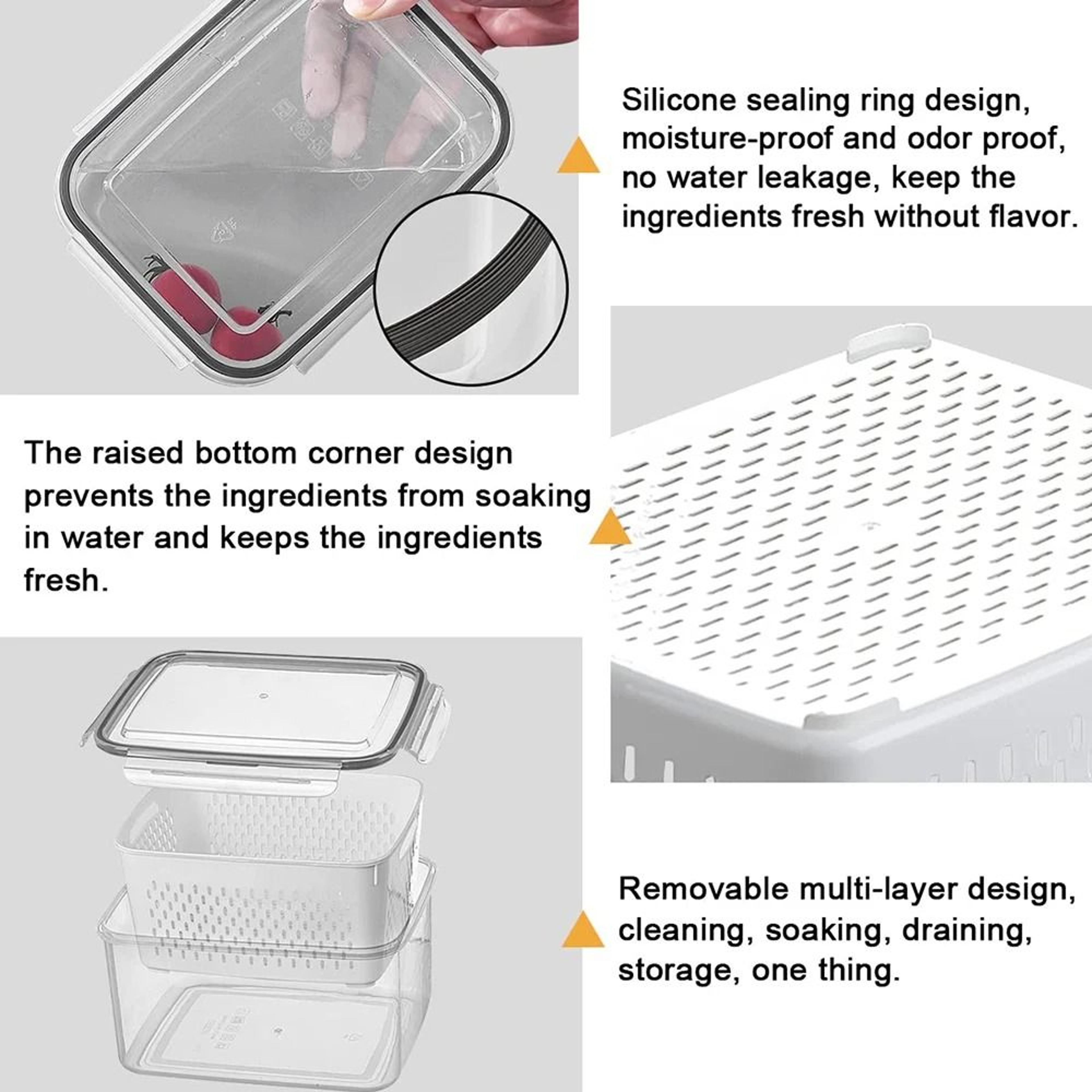 Fruit Storage Containers For Fridge With Removable Colander 4