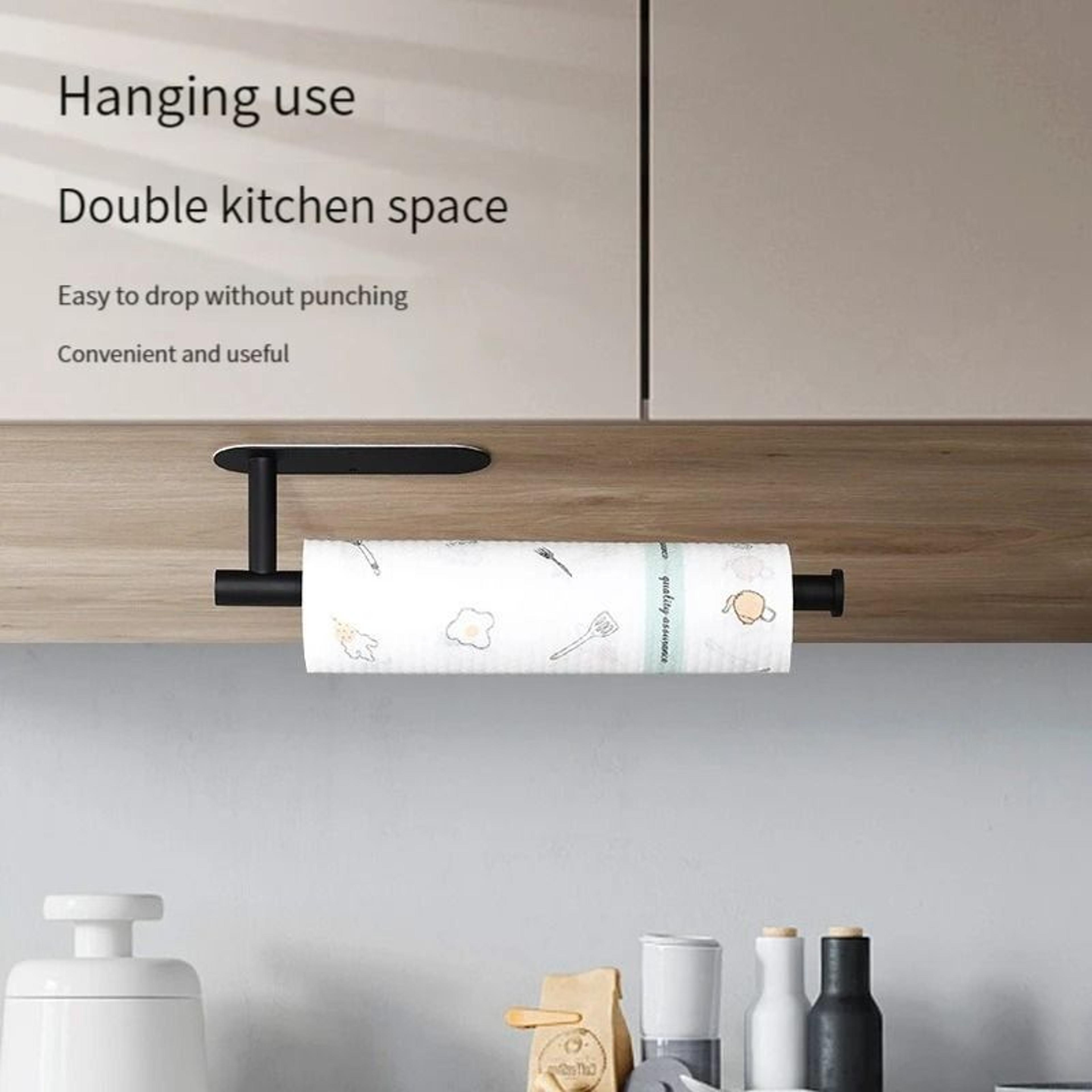 wall-mounted stainless steel paper towel and cling film rack
