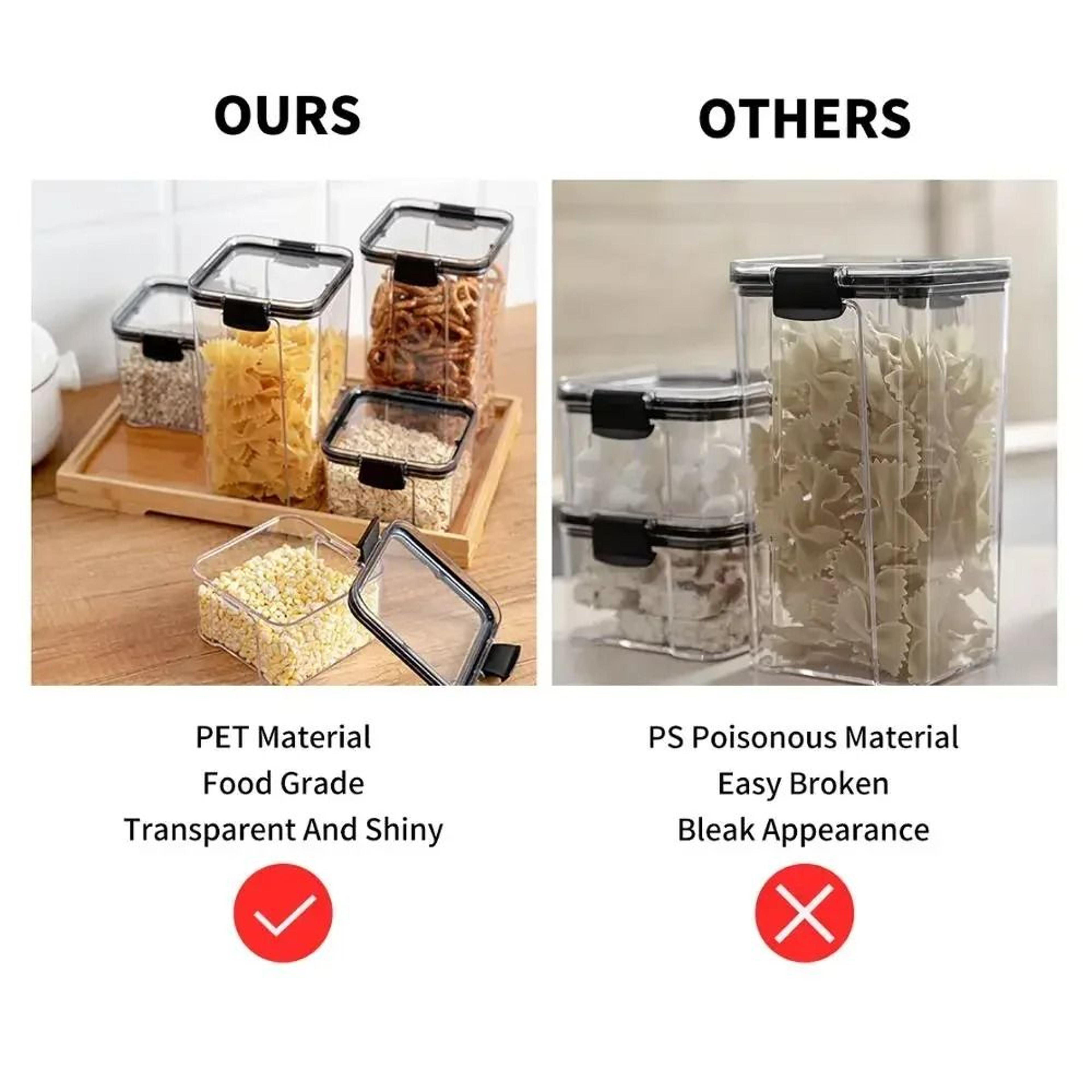 Plastic Food Storage Kitchen Container  Bulk Cereal Jar Set 4