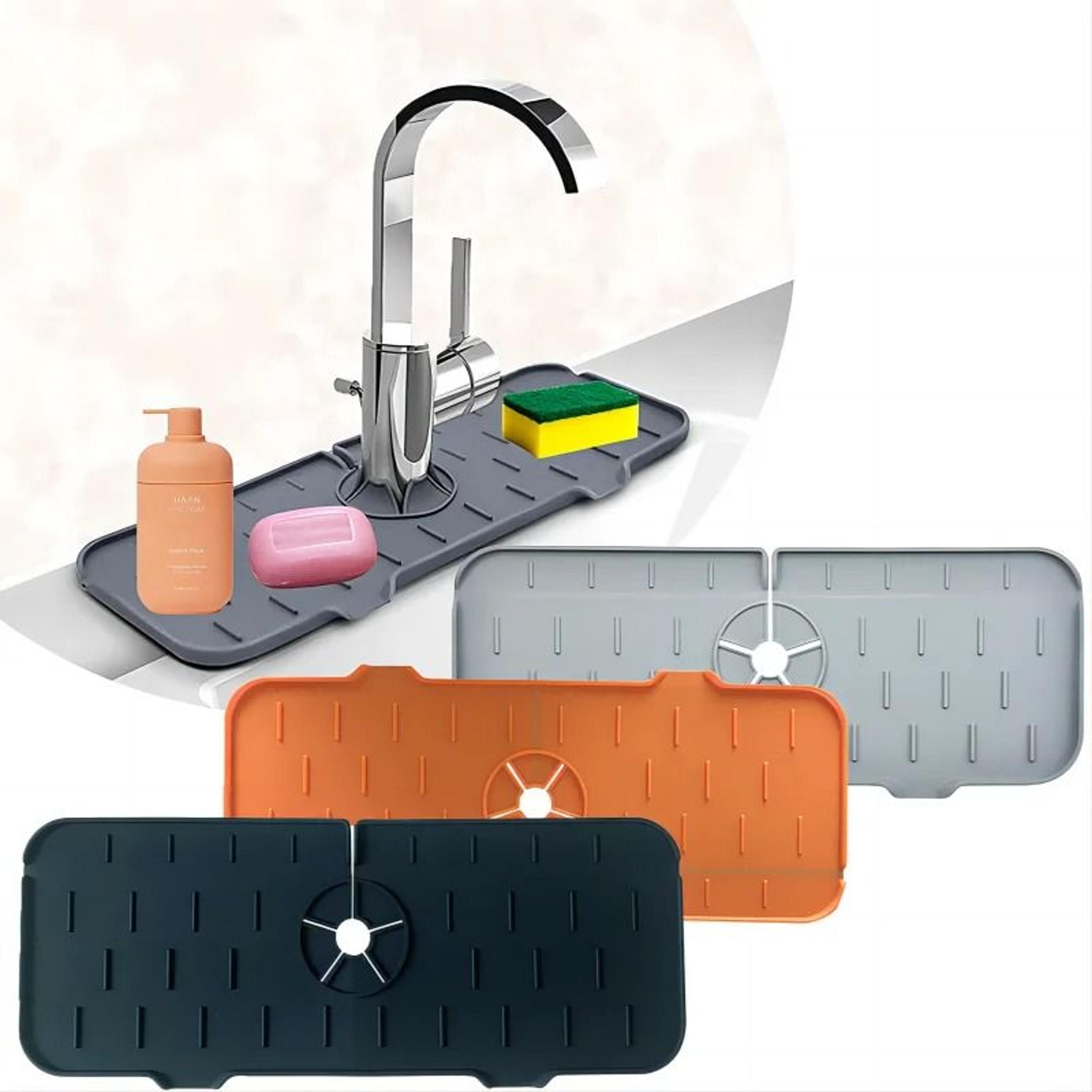 silicone faucet splash catcher & countertop protective drain mat