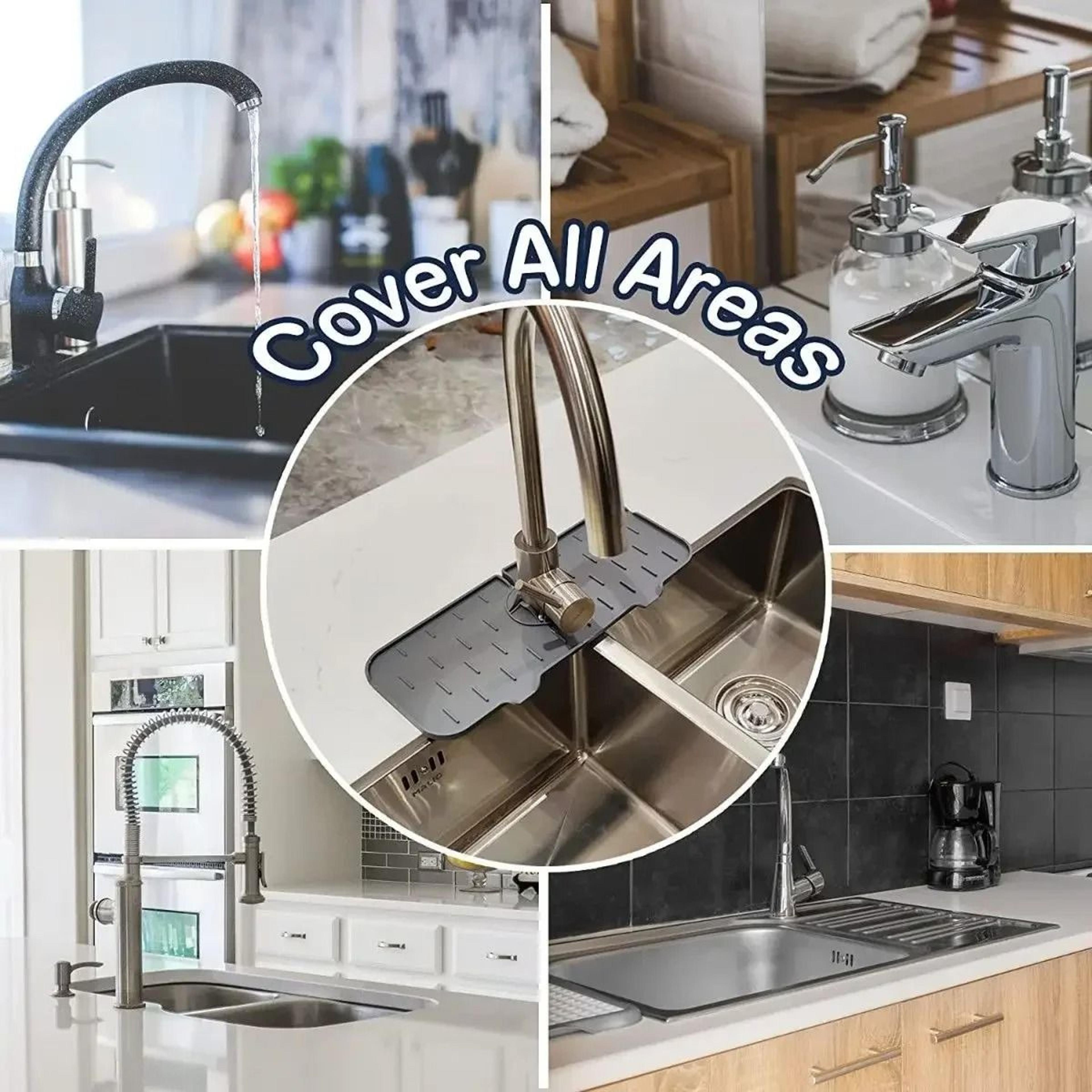 Silicone Faucet Splash Catcher  Countertop Protective Drain Mat 5