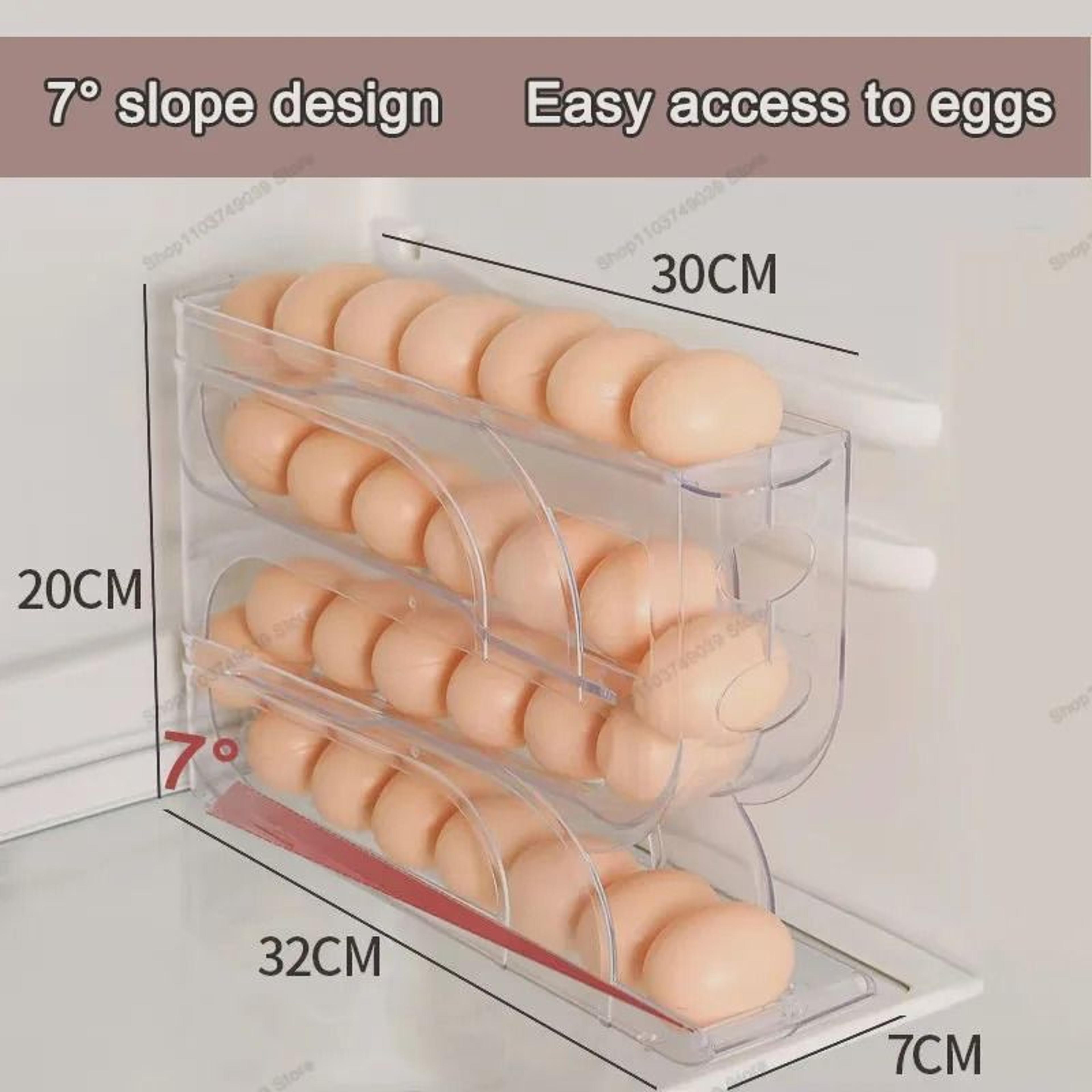 3Tier Automatic Rolling Refrigerator Egg Storage Box 30Egg Capacity 0