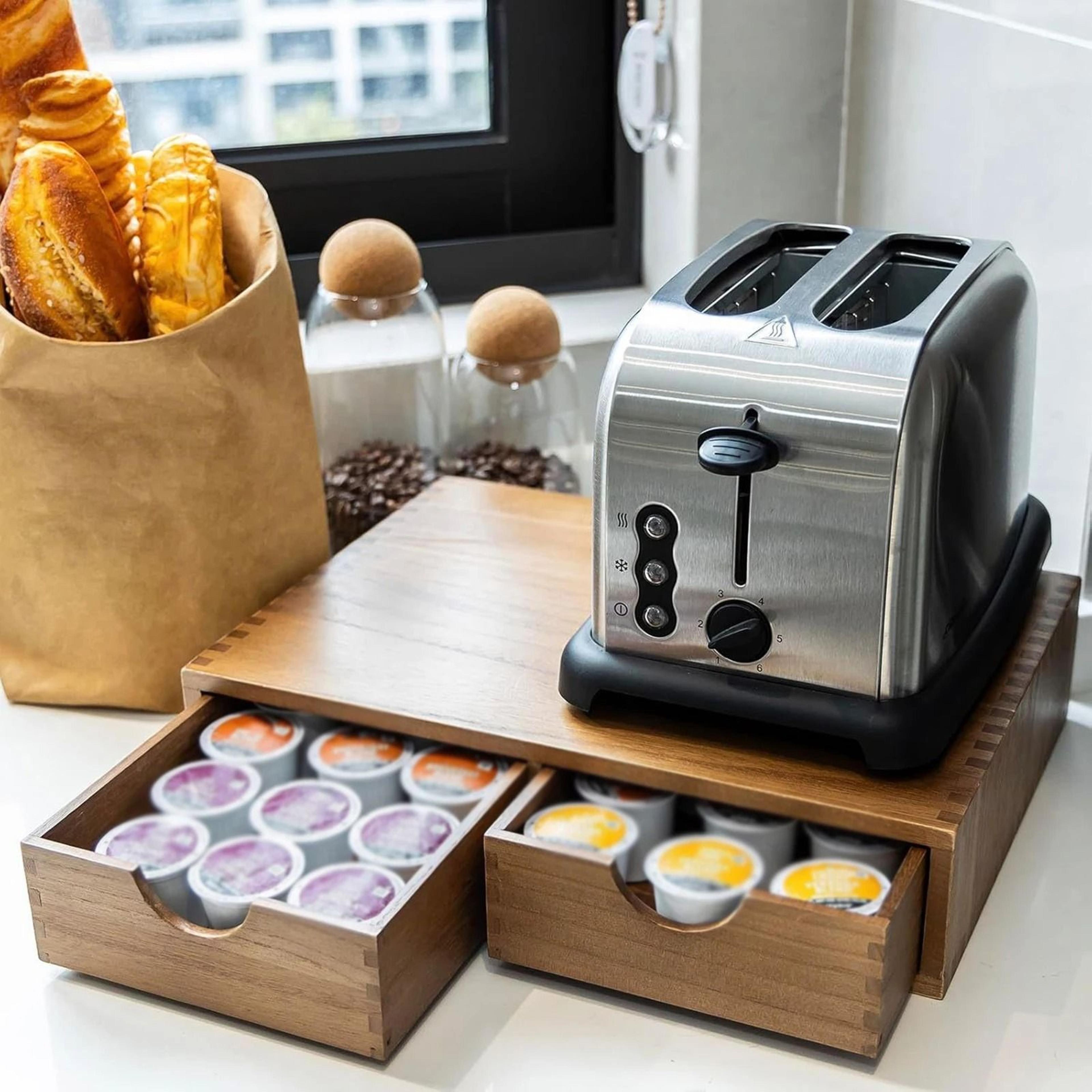 premium wooden coffee pod holder & capsule drawer organizer