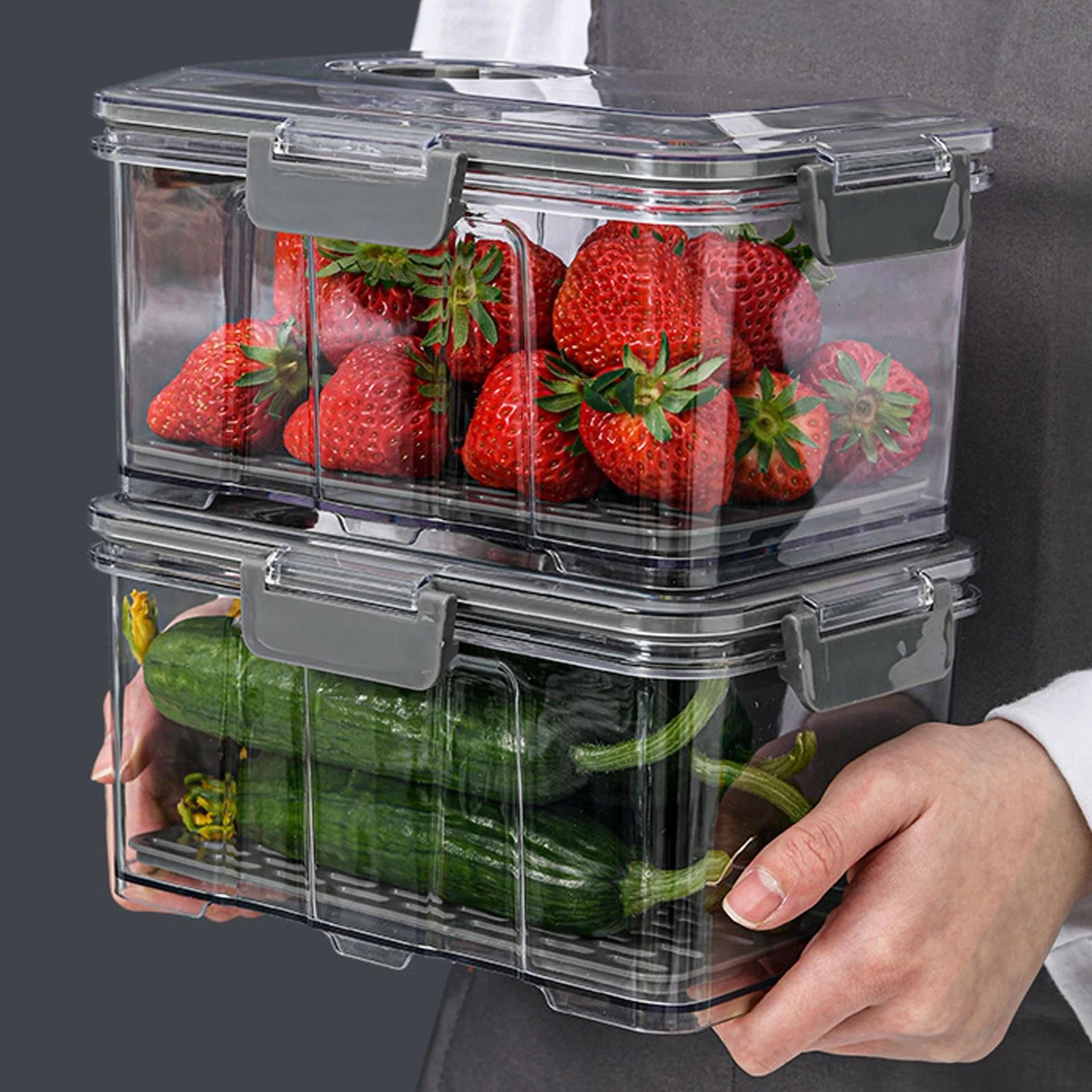 Vacuum Food Storage Container With Removable Drain Net 4