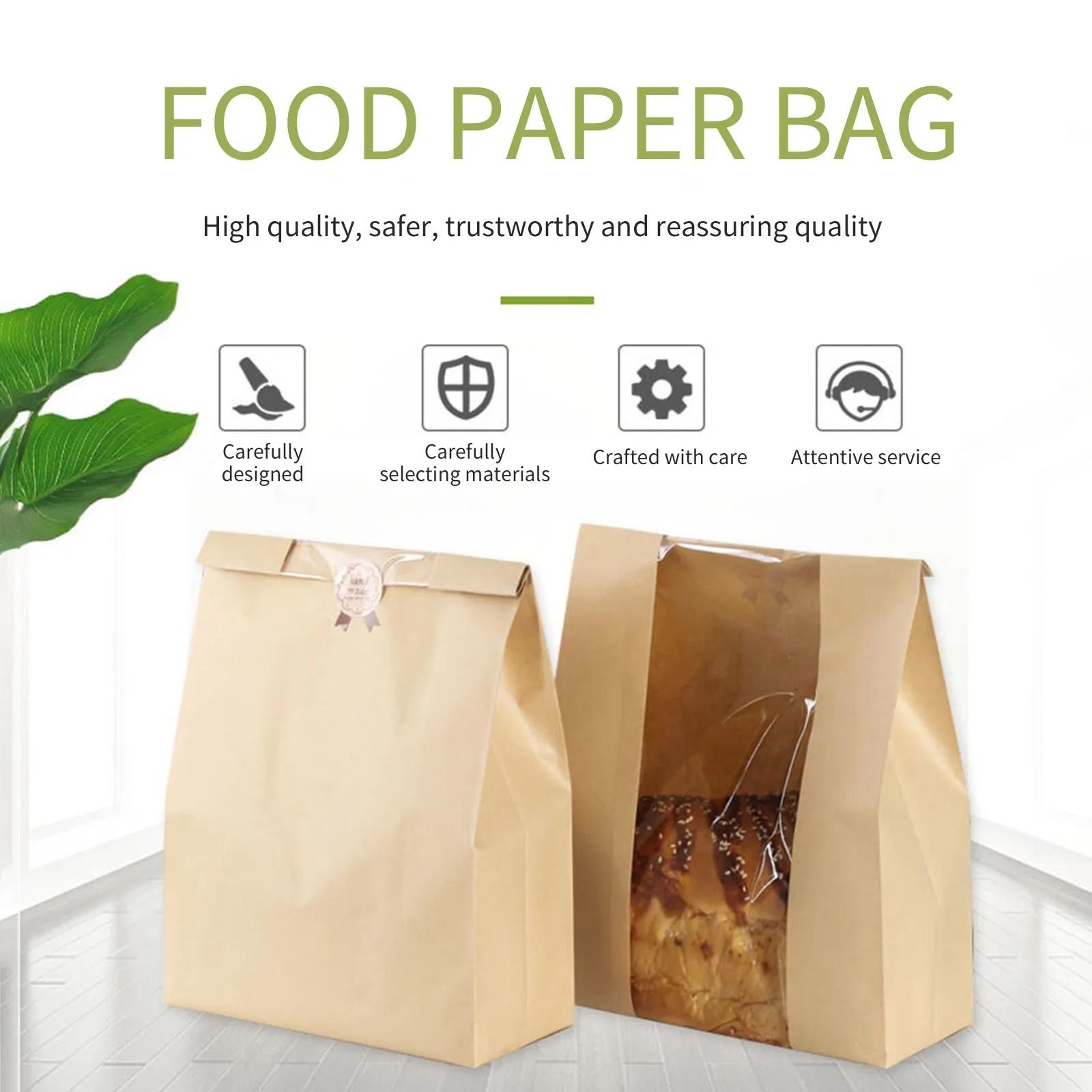 Kraft Paper Bread Packaging Bags With Transparent Window 50Pack 2