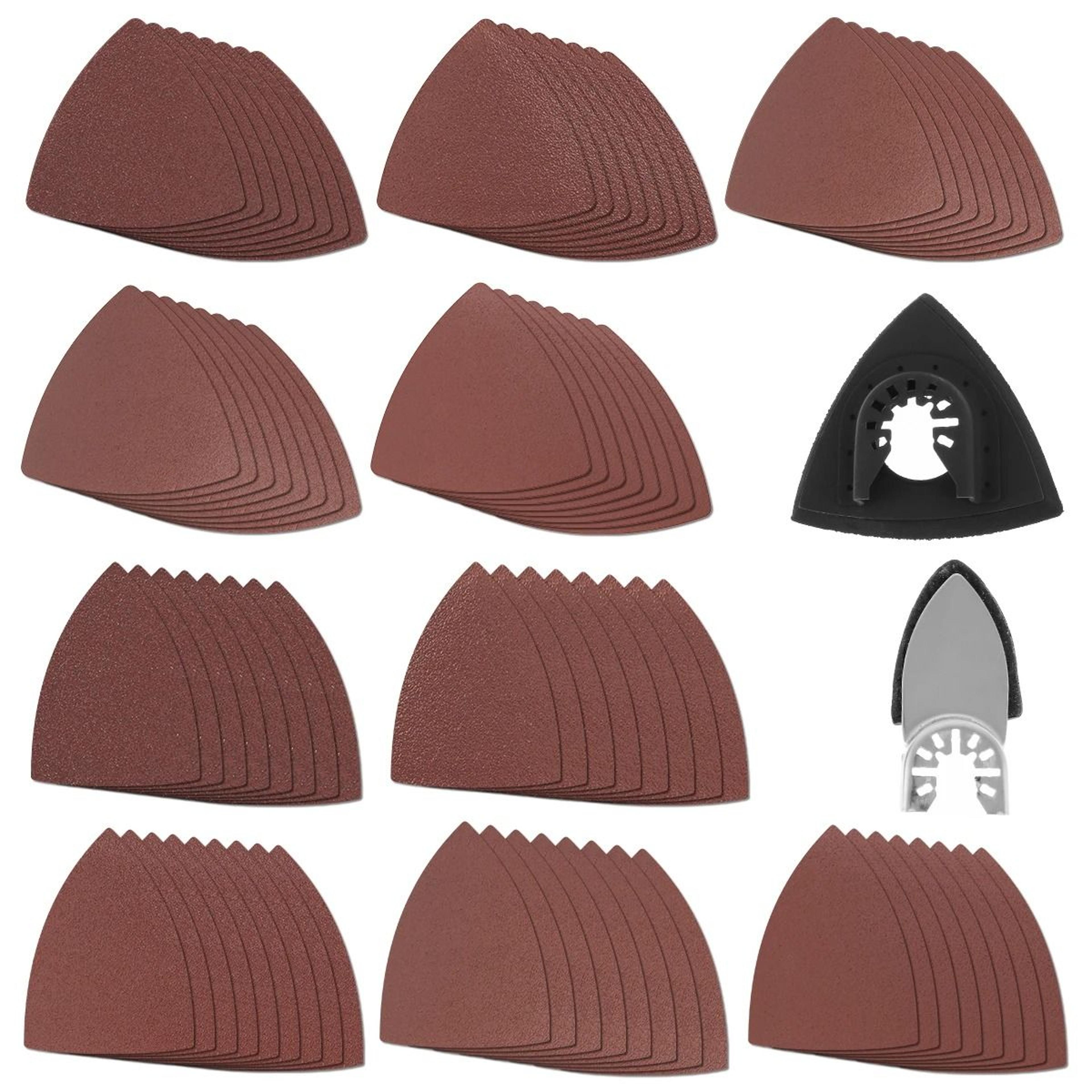 82-piece oscillating multi-tool triangular sanding pad set
