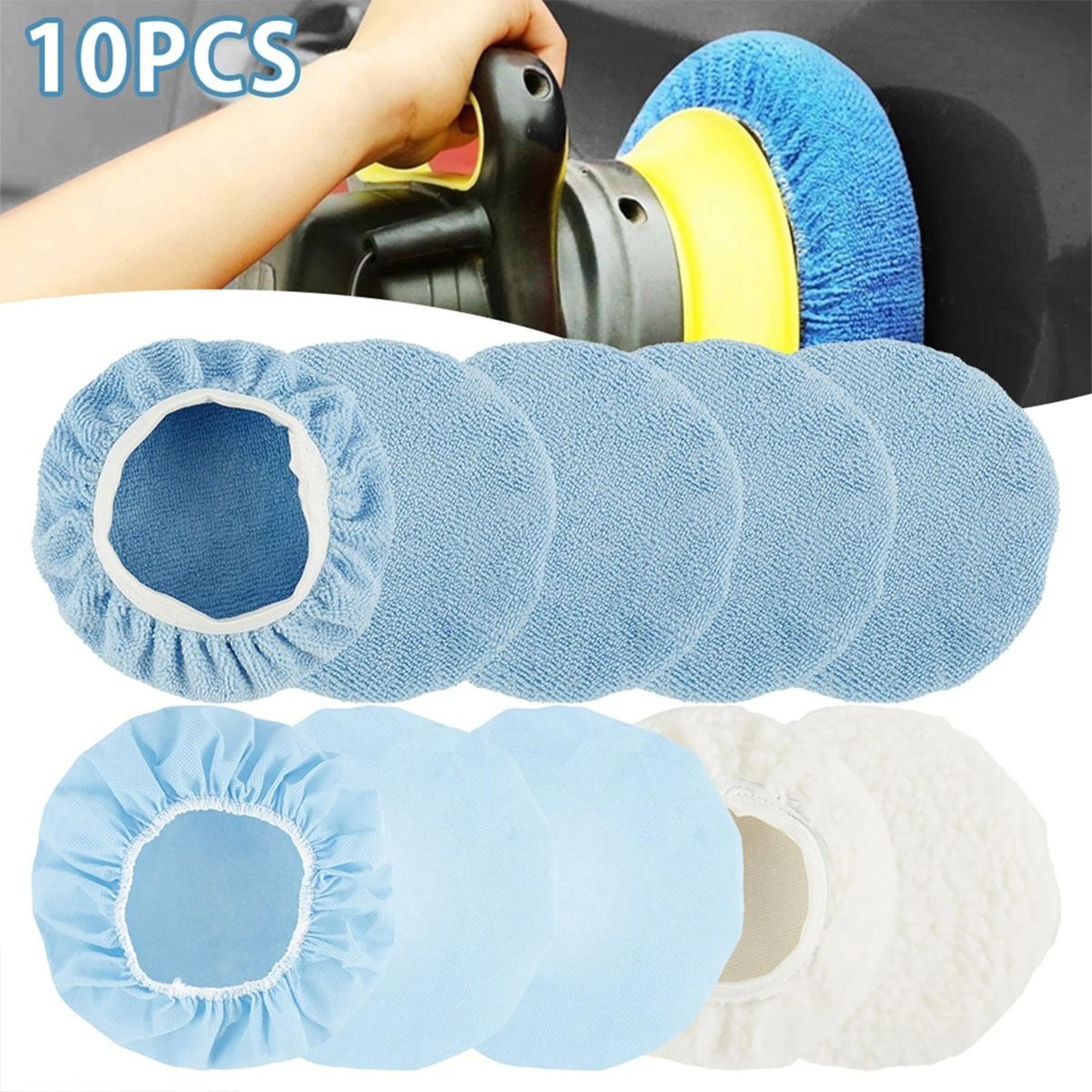 10-piece 9-to-10 inch car polishing pad microfiber & wool bonnet set