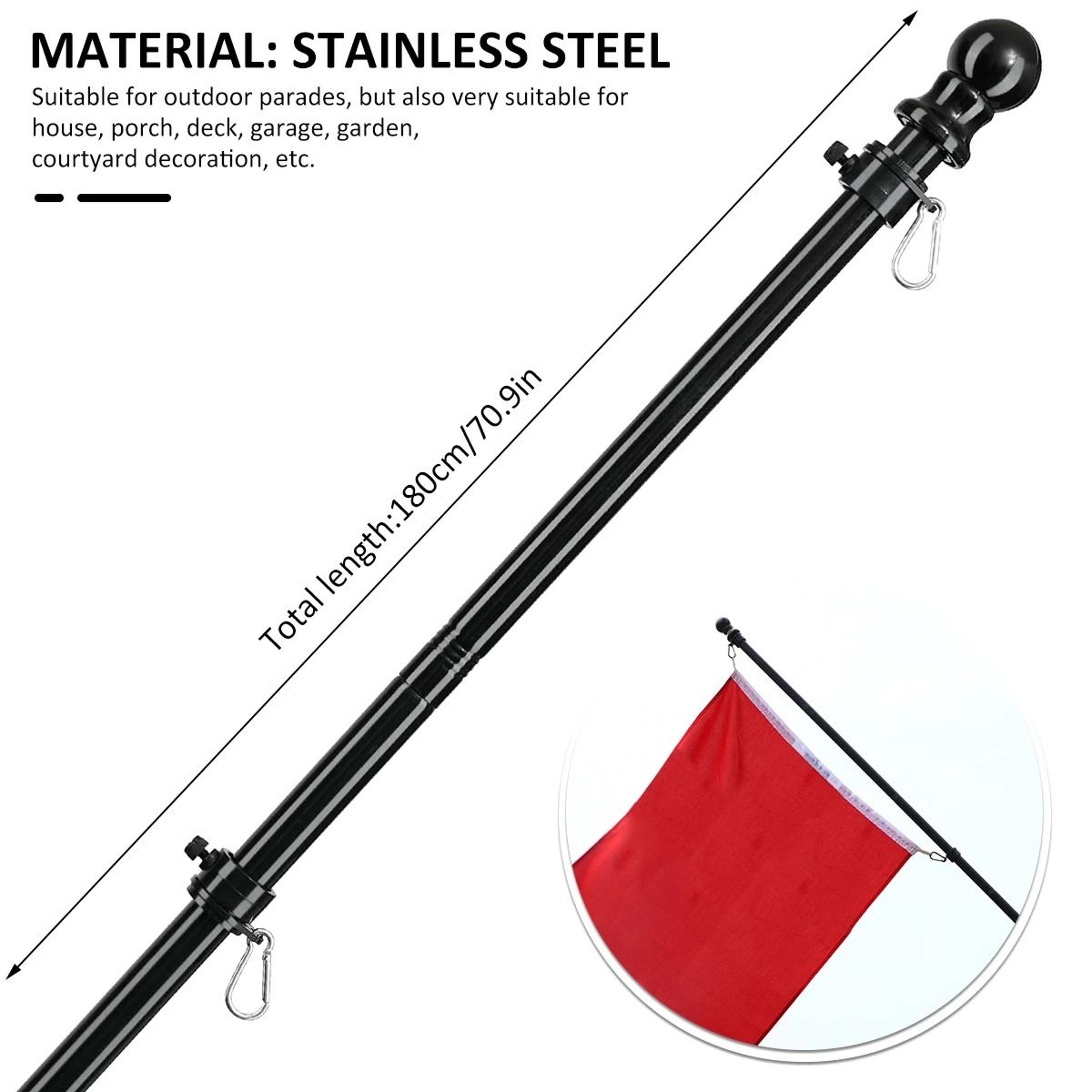 18Meter Telescopic Stainless Steel Flagpole Set With 360 Rotating Rings 6