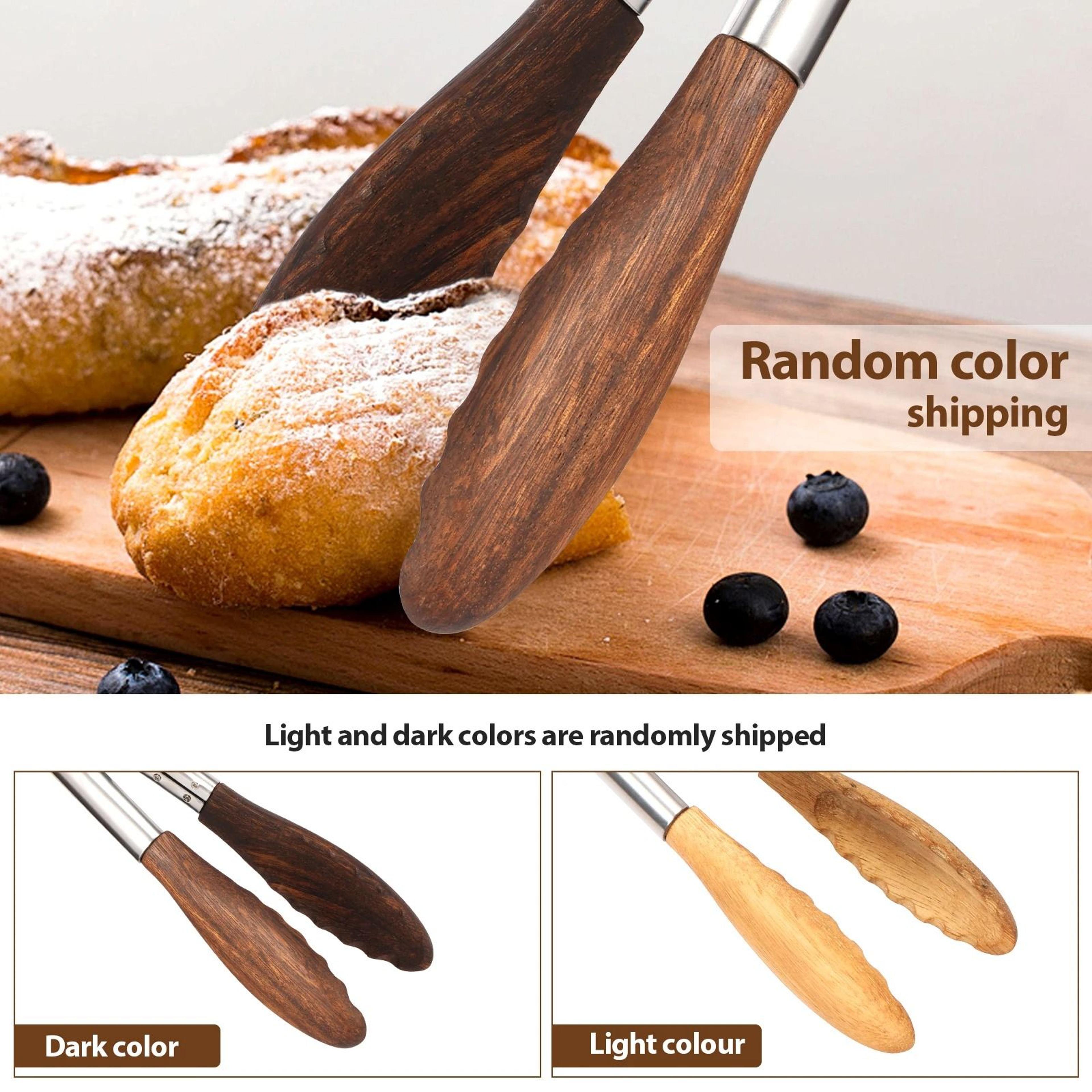 2Piece Solid Wood Food Serving Tongs Set 4
