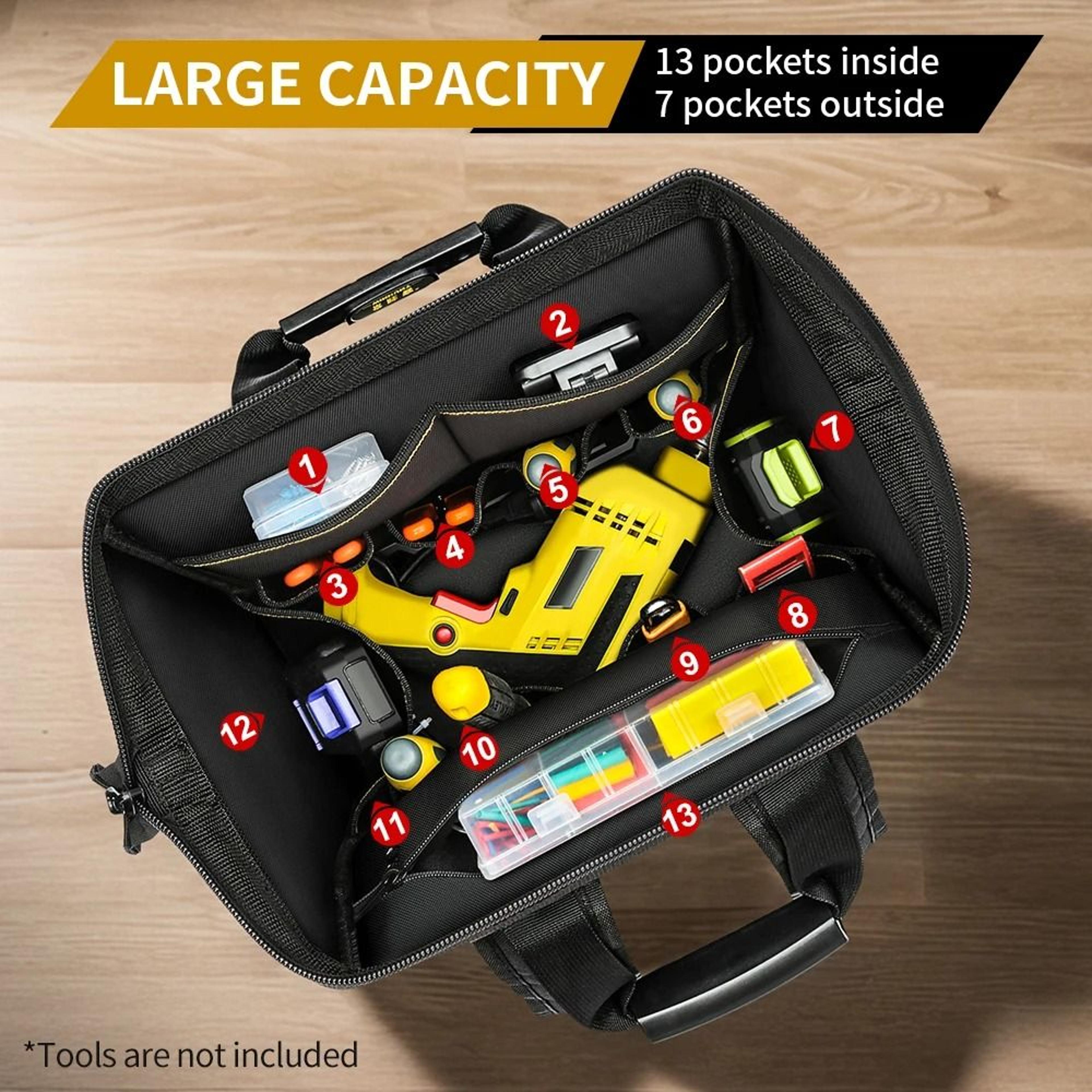HeavyDuty MultiPocket Tool Storage Backpack With Solid Rubber Base 3