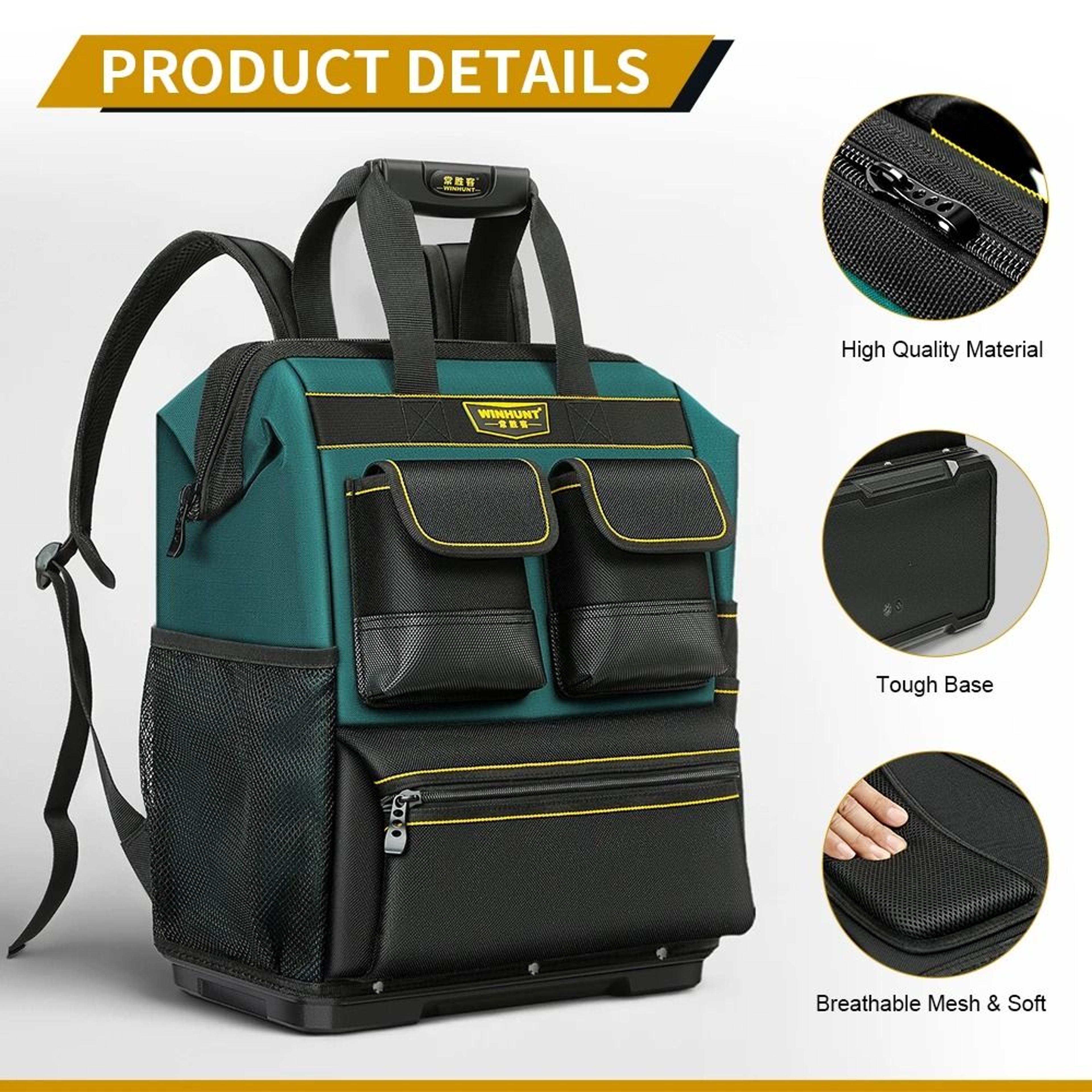 HeavyDuty MultiPocket Tool Storage Backpack With Solid Rubber Base 5