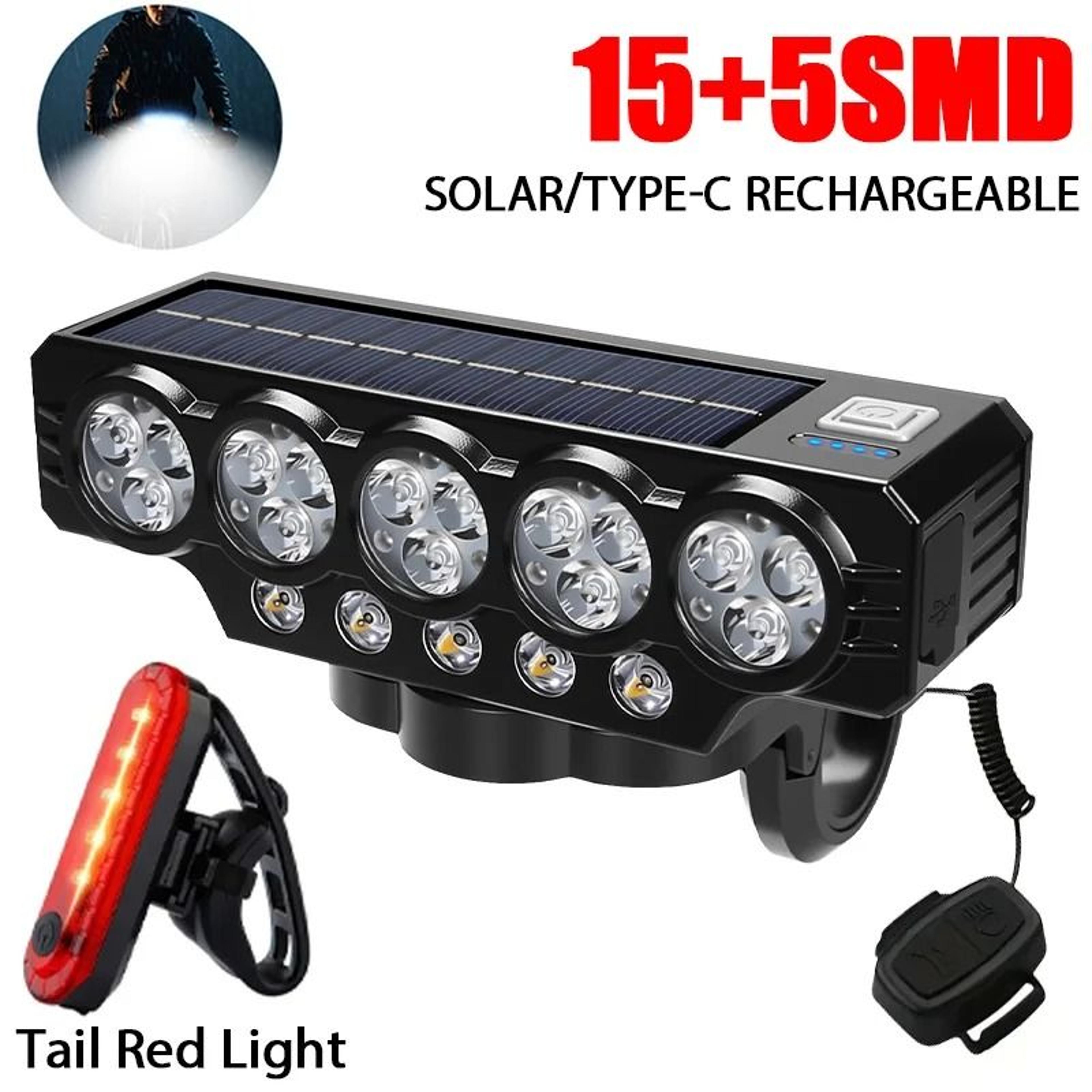 SolarPowered LED Bicycle Headlight With Integrated Electronic Horn 8