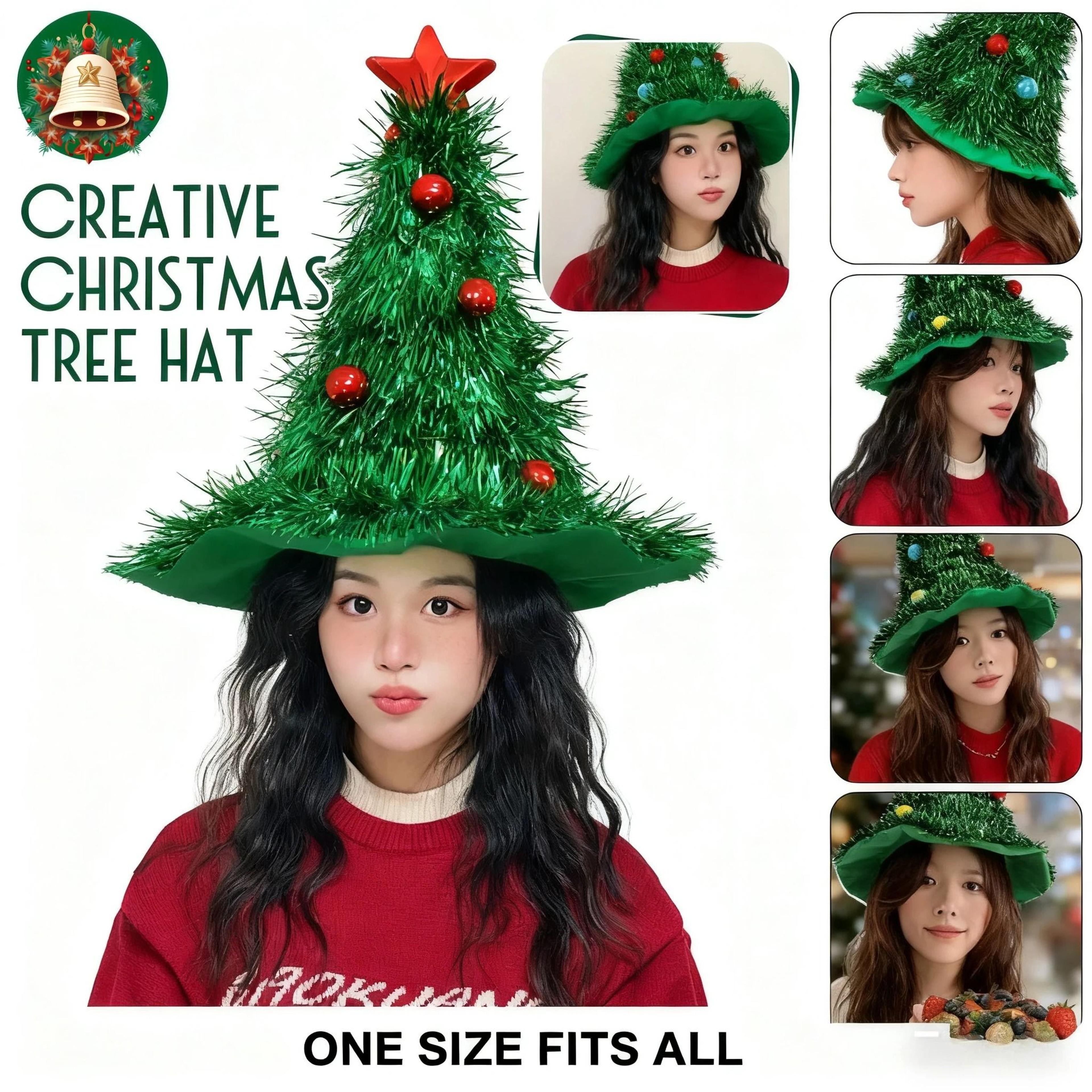 Premium Holiday Green Christmas Tree Party Hat 0
