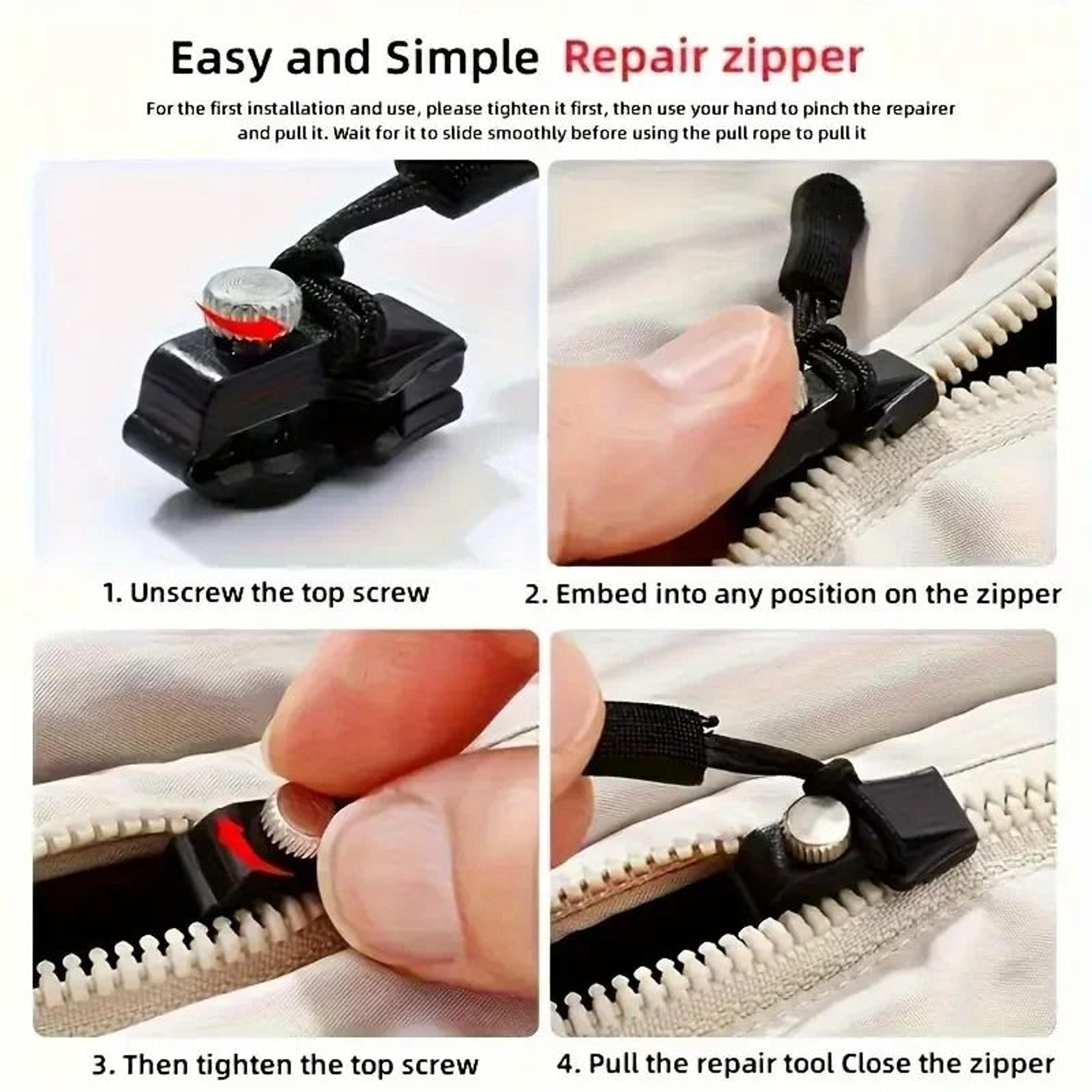 Universal Detachable Instant Zipper Slider Replacement Pull Tab Kit 3