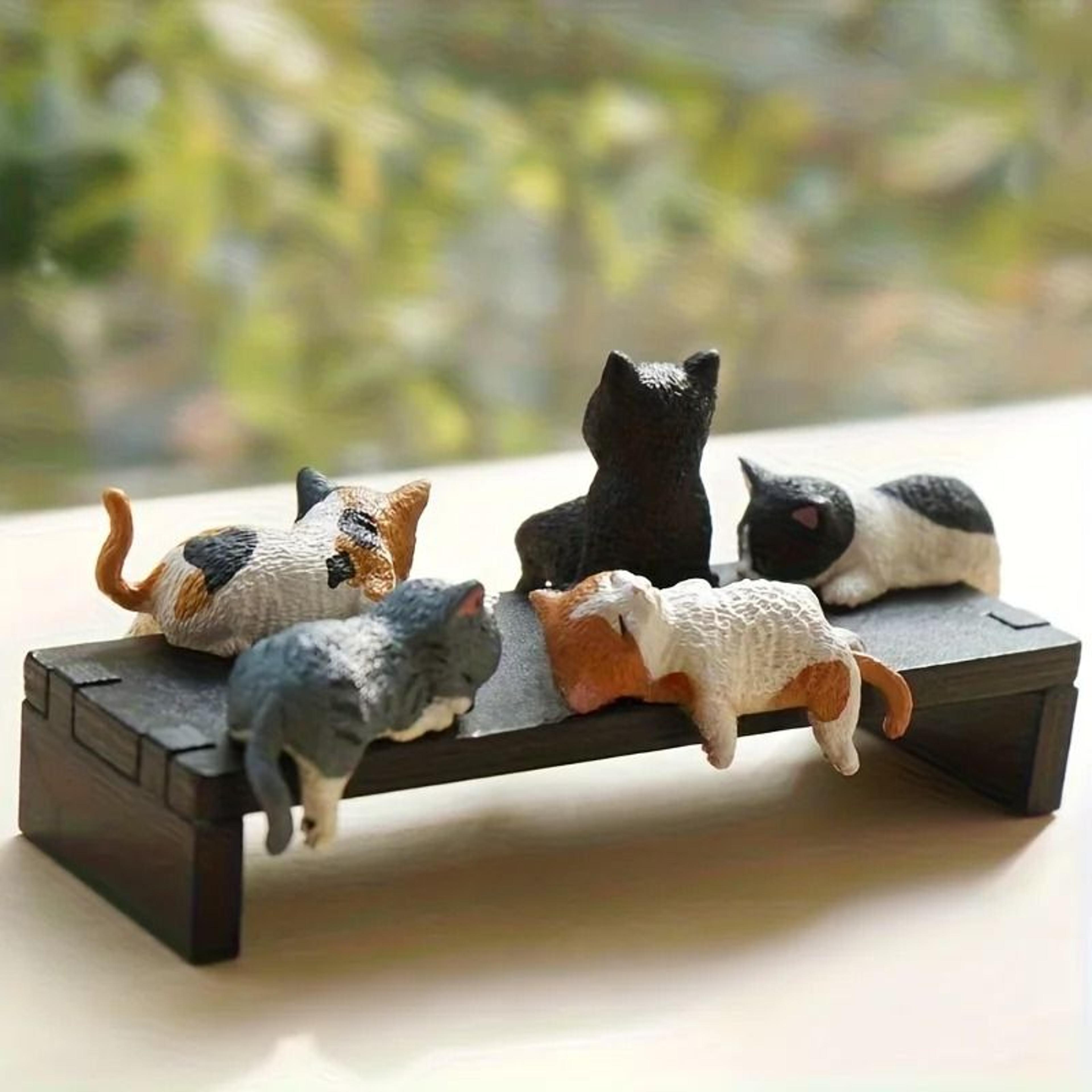5-piece kawaii cute healing cat monitor hanger screen edge figurine set