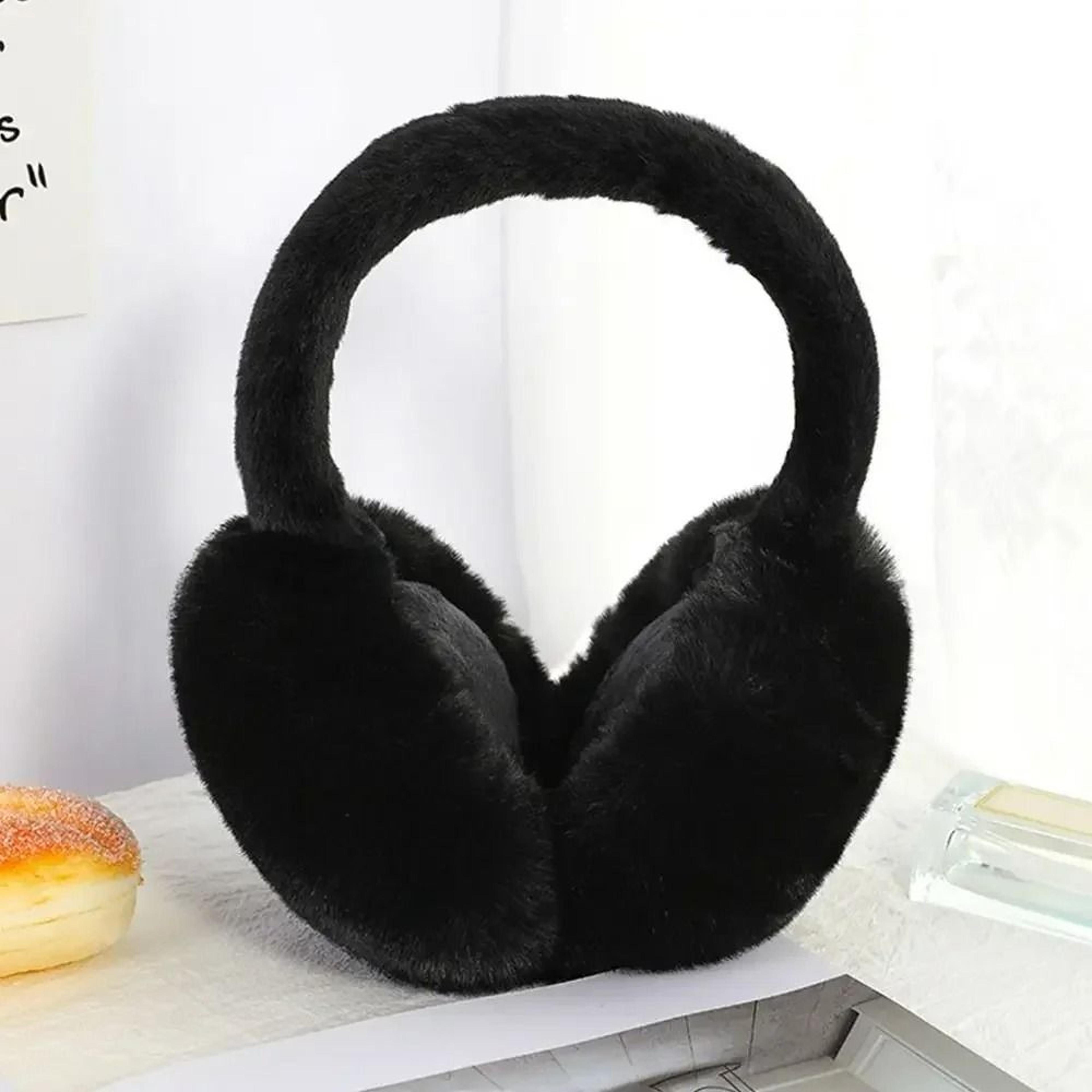 Classic Solid Color Soft Plush Folding Winter Earmuffs 3