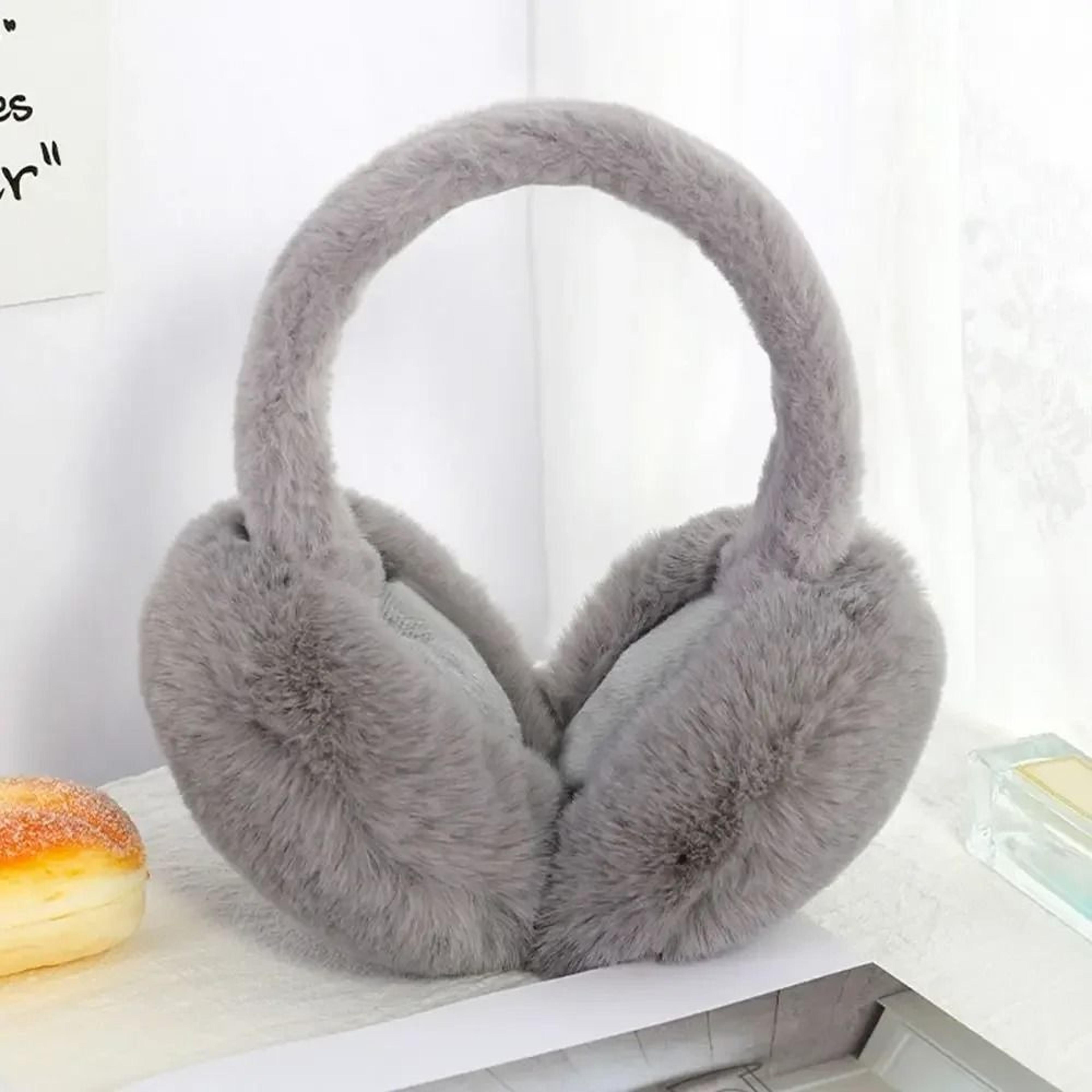 Classic Solid Color Soft Plush Folding Winter Earmuffs 4