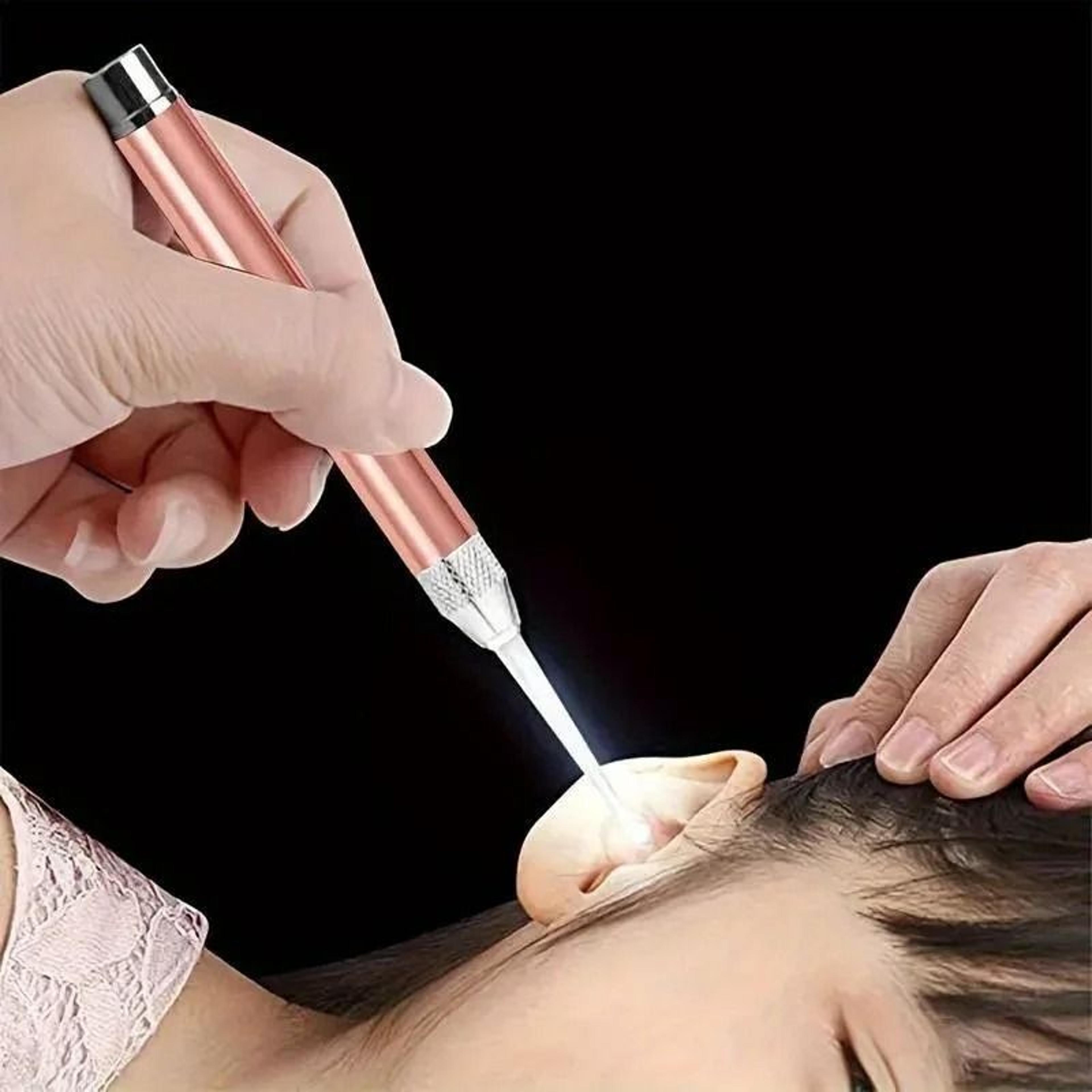 professional luminous stainless steel ear pick with led visual light