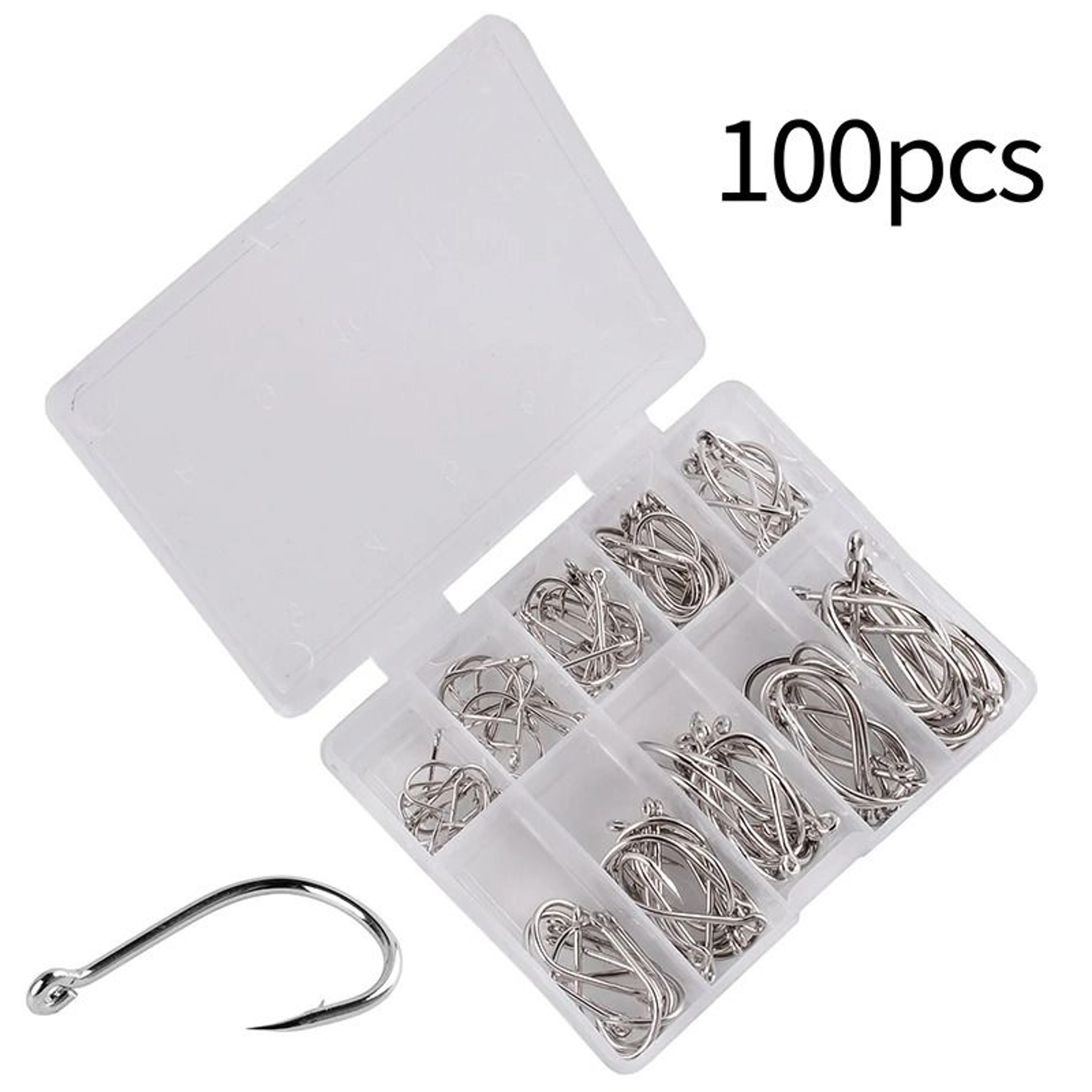 100Piece HighCarbon Steel Barbed Fishing Hooks Assortment Set 7