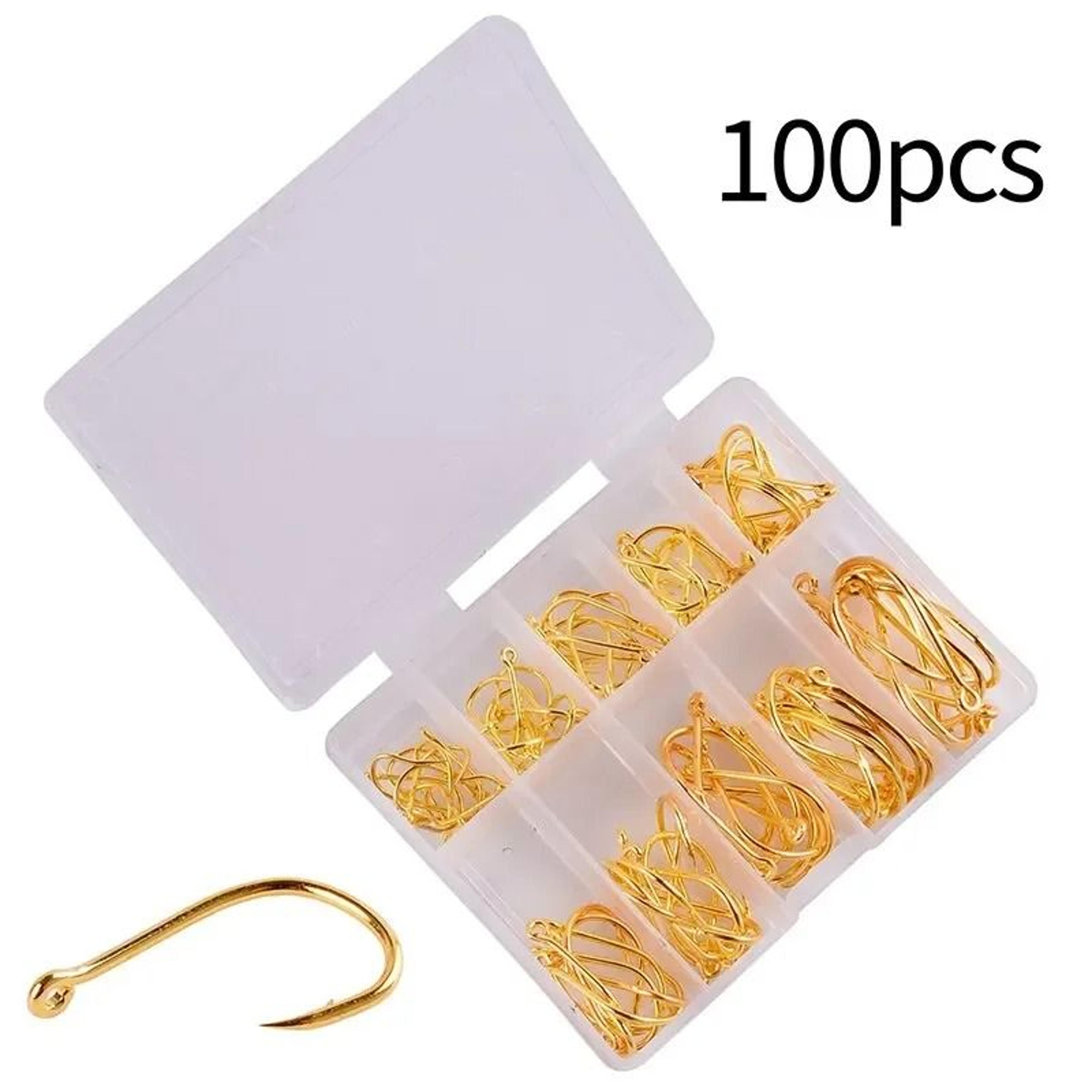 100Piece HighCarbon Steel Barbed Fishing Hooks Assortment Set 8