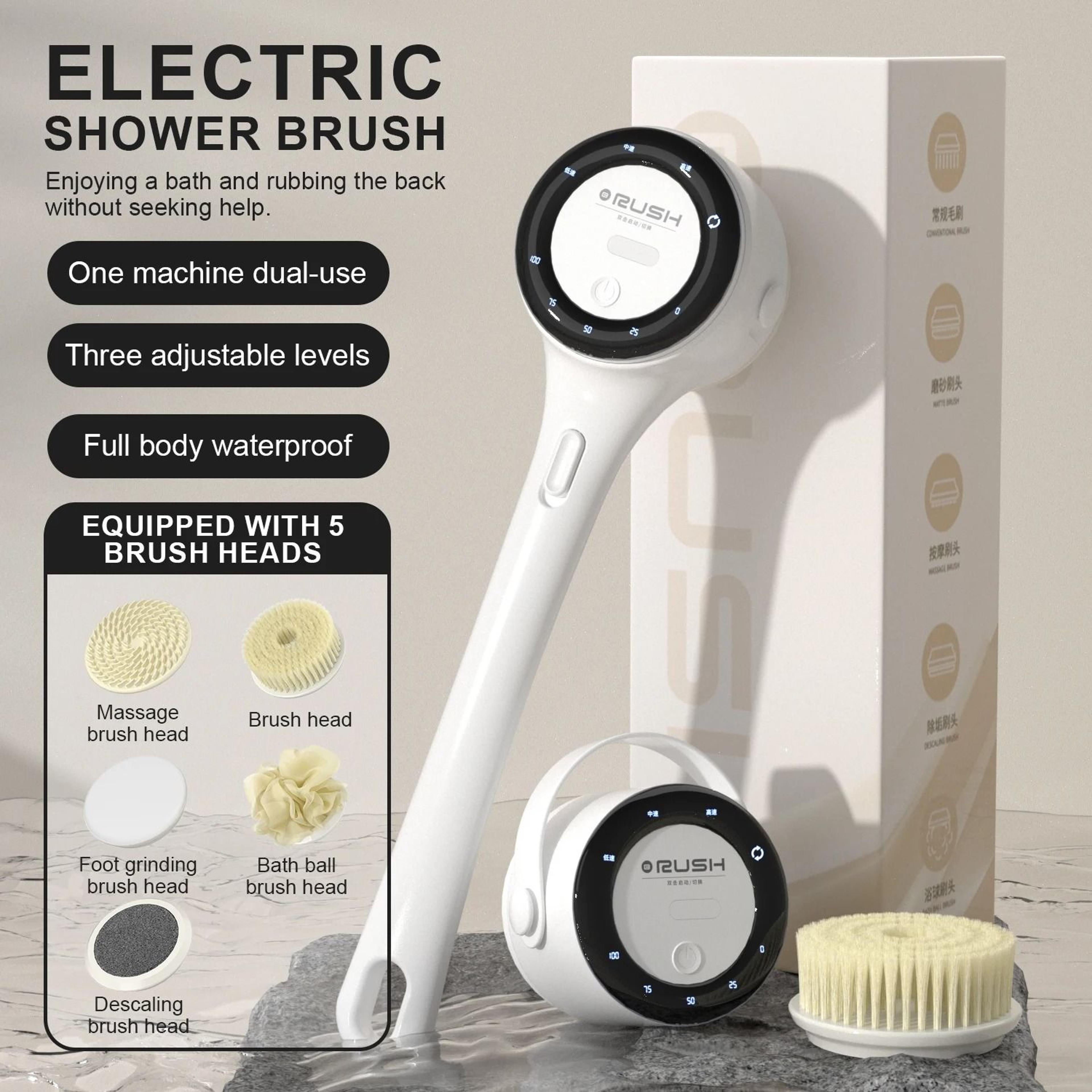 5in1 Waterproof Electric Spinning Shower Body Brush With Long Handle 1