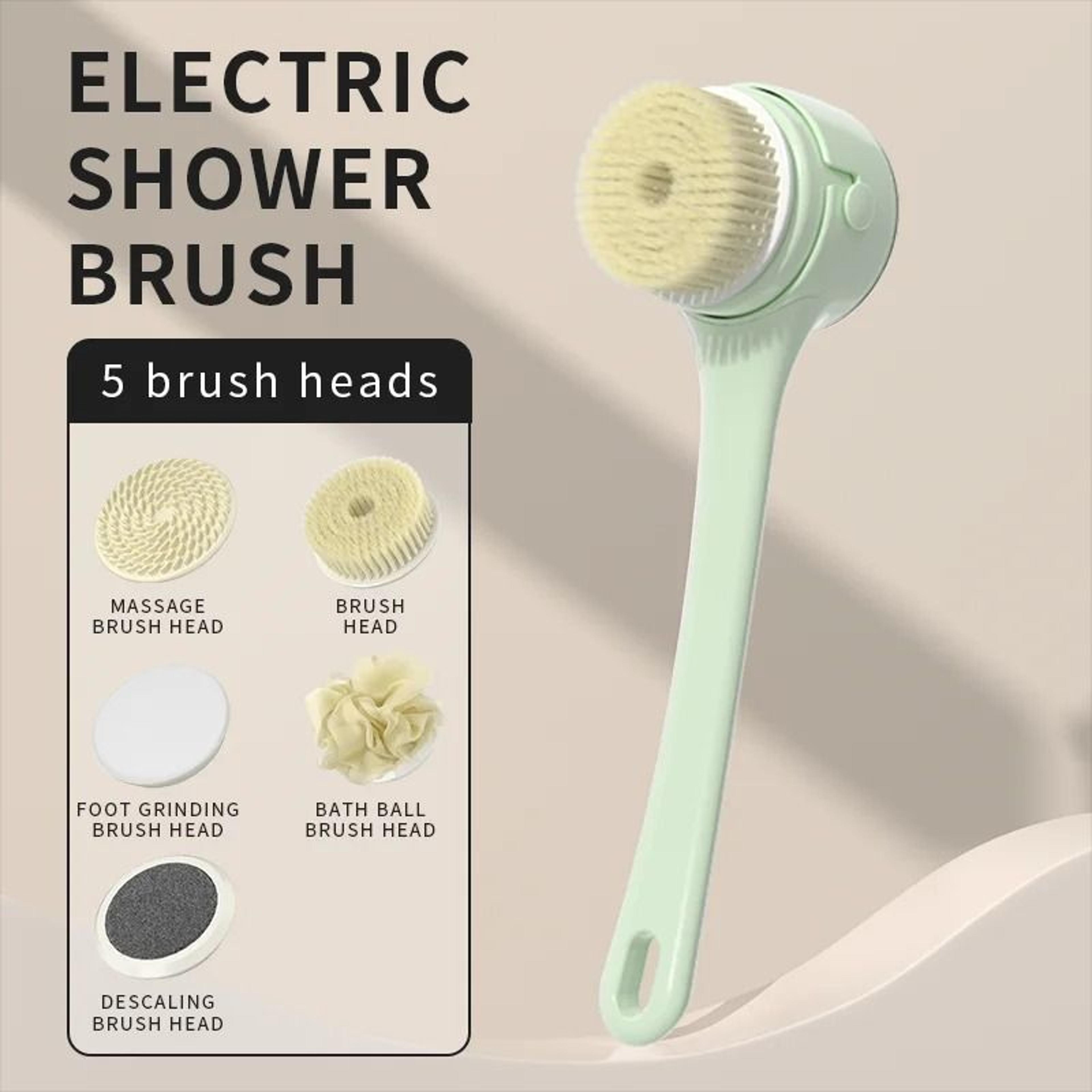 5in1 Waterproof Electric Spinning Shower Body Brush With Long Handle 6