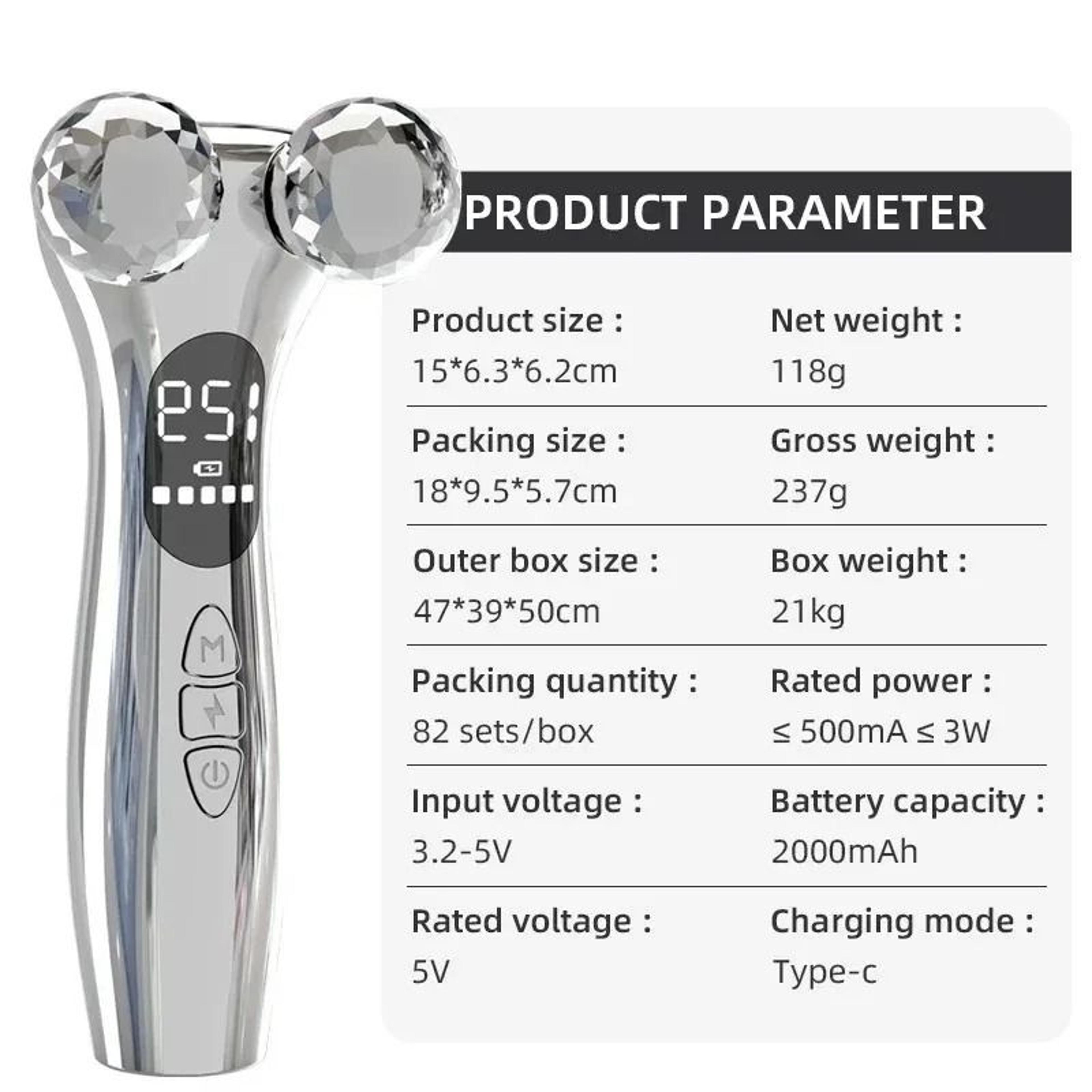 Electric Facial Microcurrent Roller Massager With LED Display 5