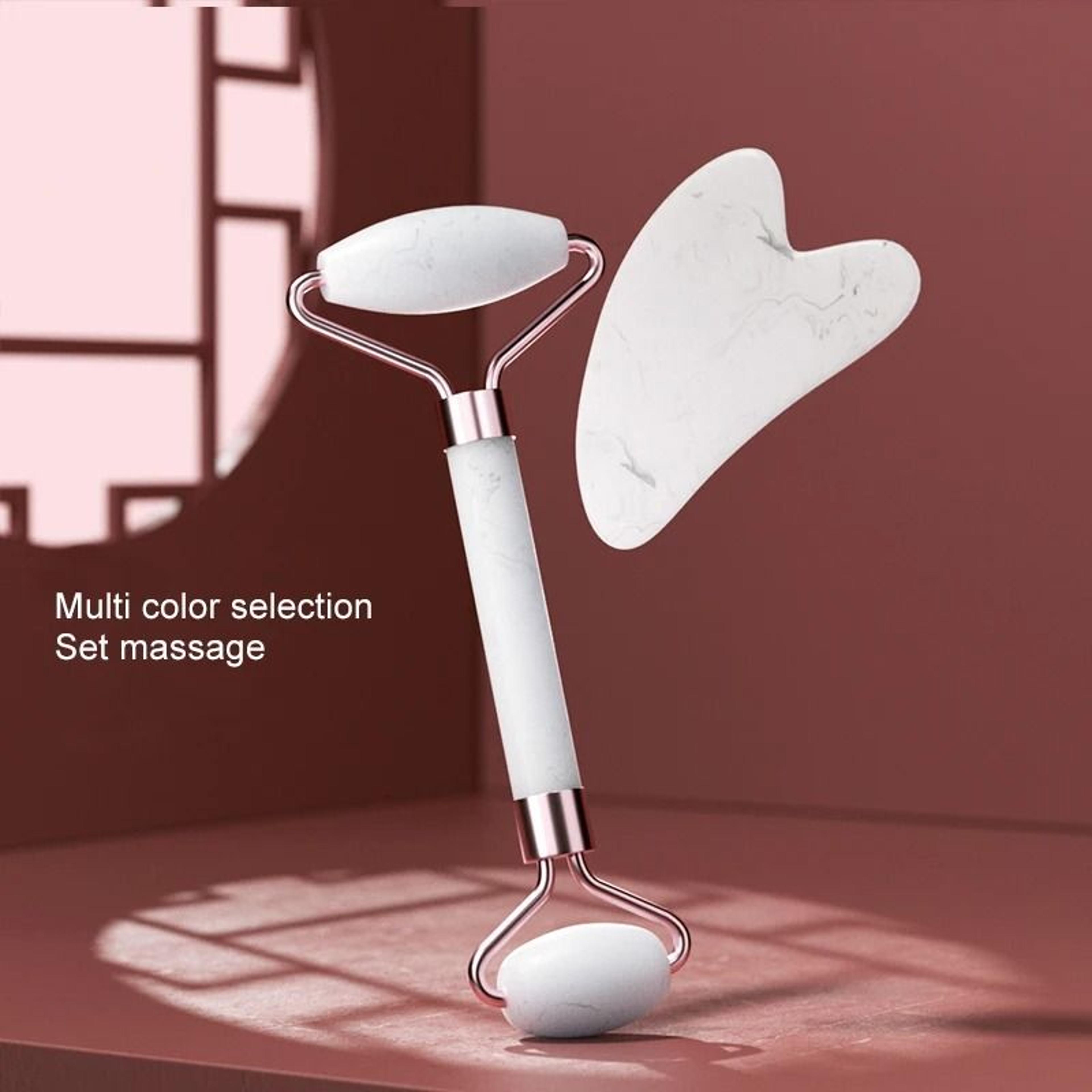 Resin Facial  Neck Massage Roller With Scraping Board Tool Set 2