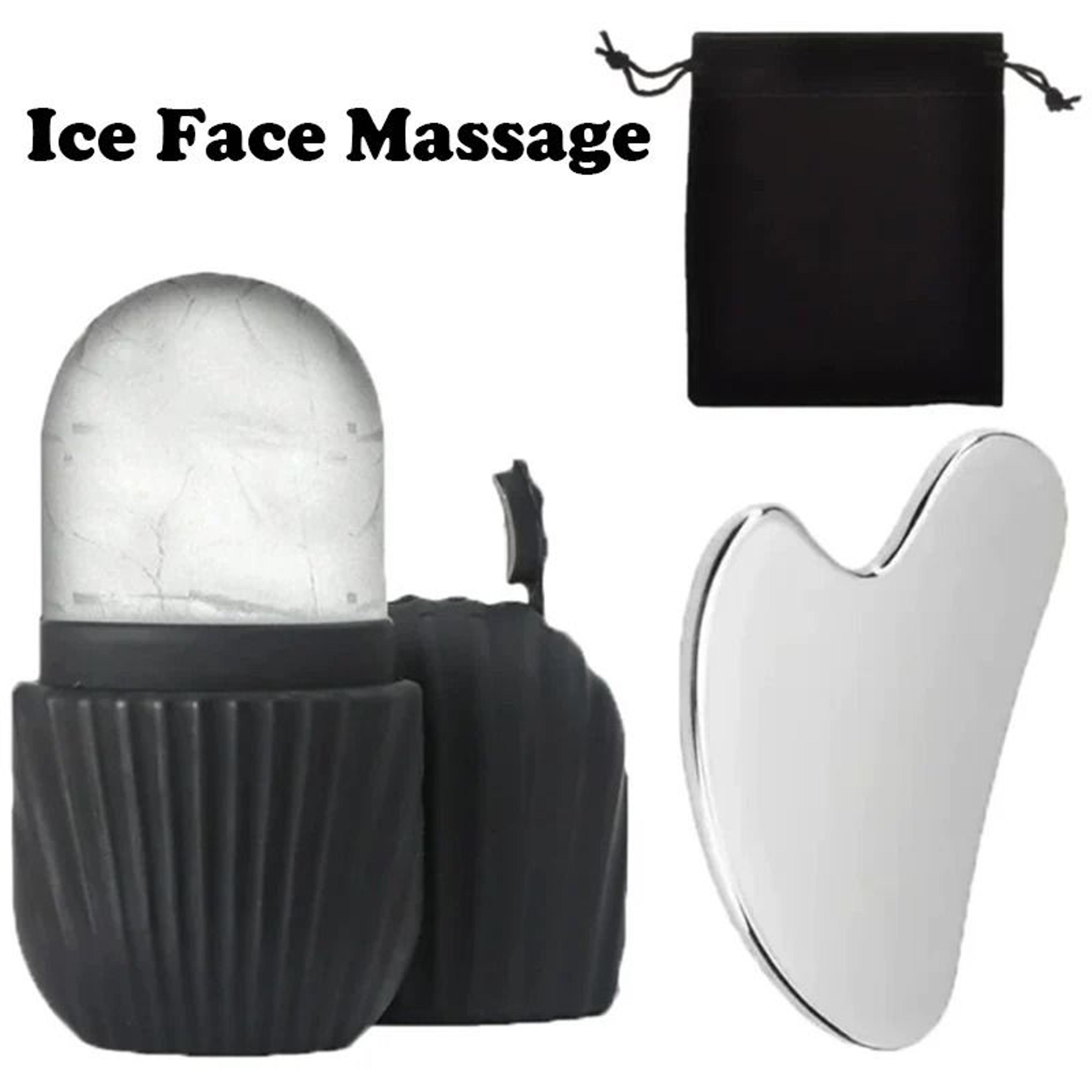 professional stainless steel ice face roller & gua sha set