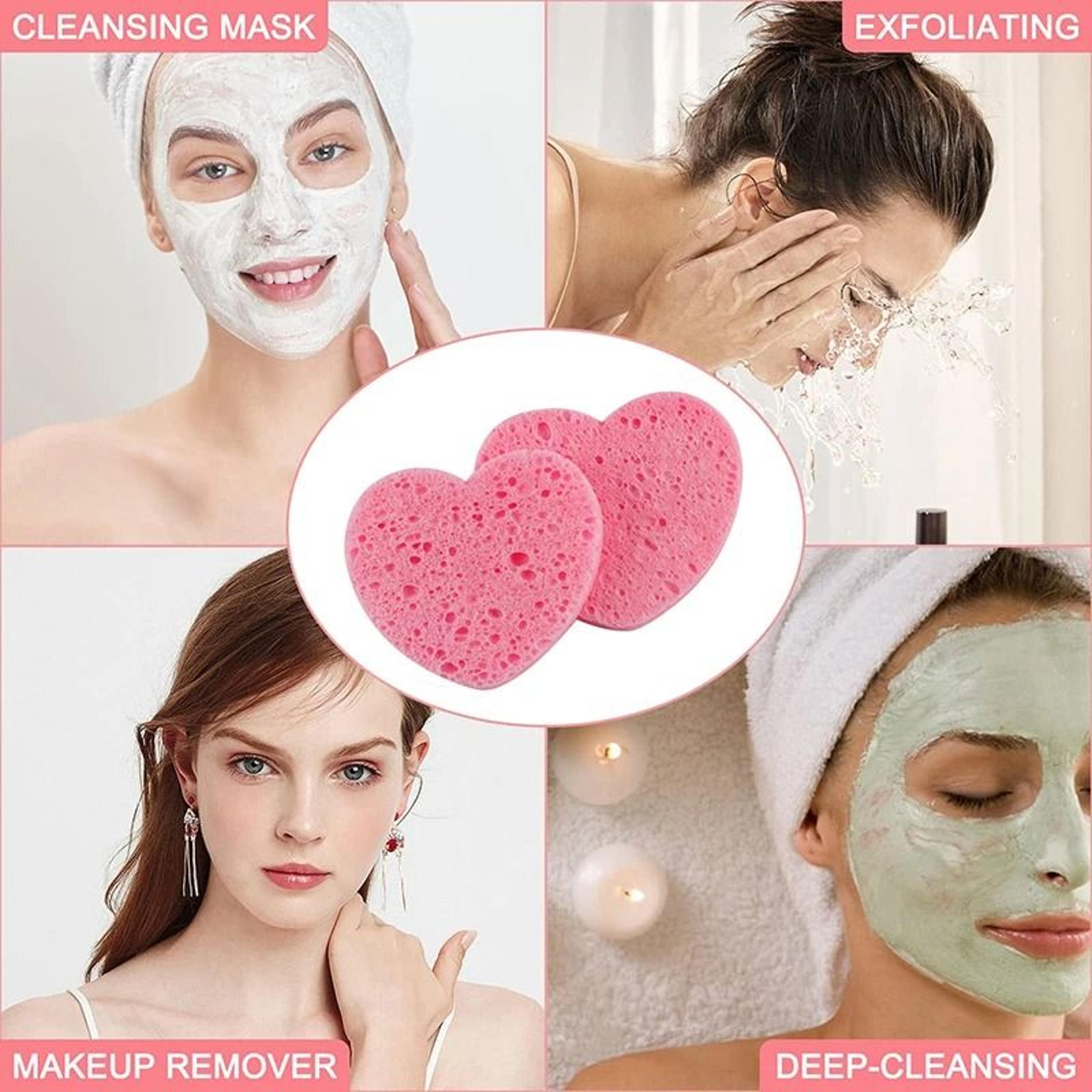 HeartShaped Natural Wood Pulp Compressed Sponge Set 4