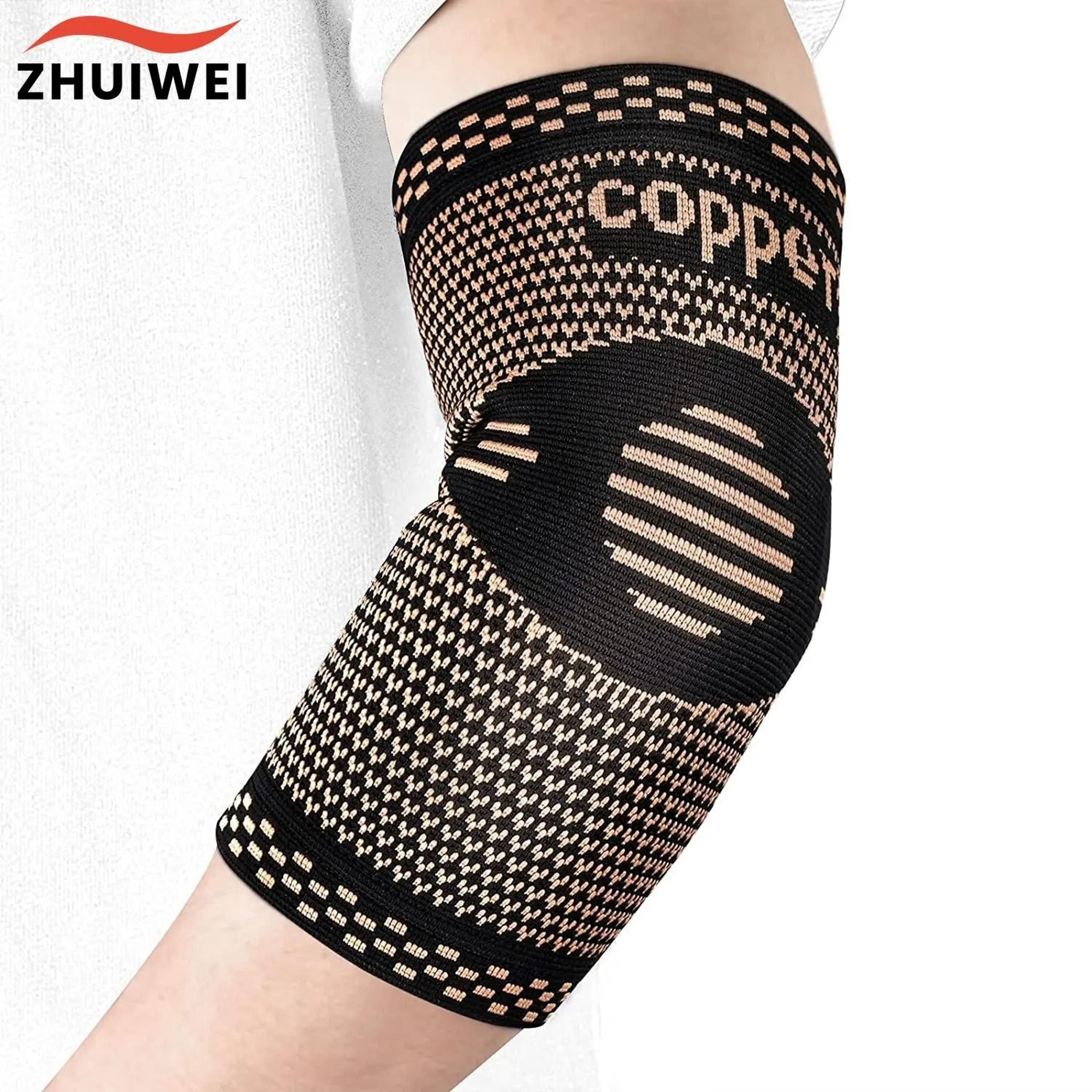 copper elbow compression sleeve for tennis and golfer's elbow
