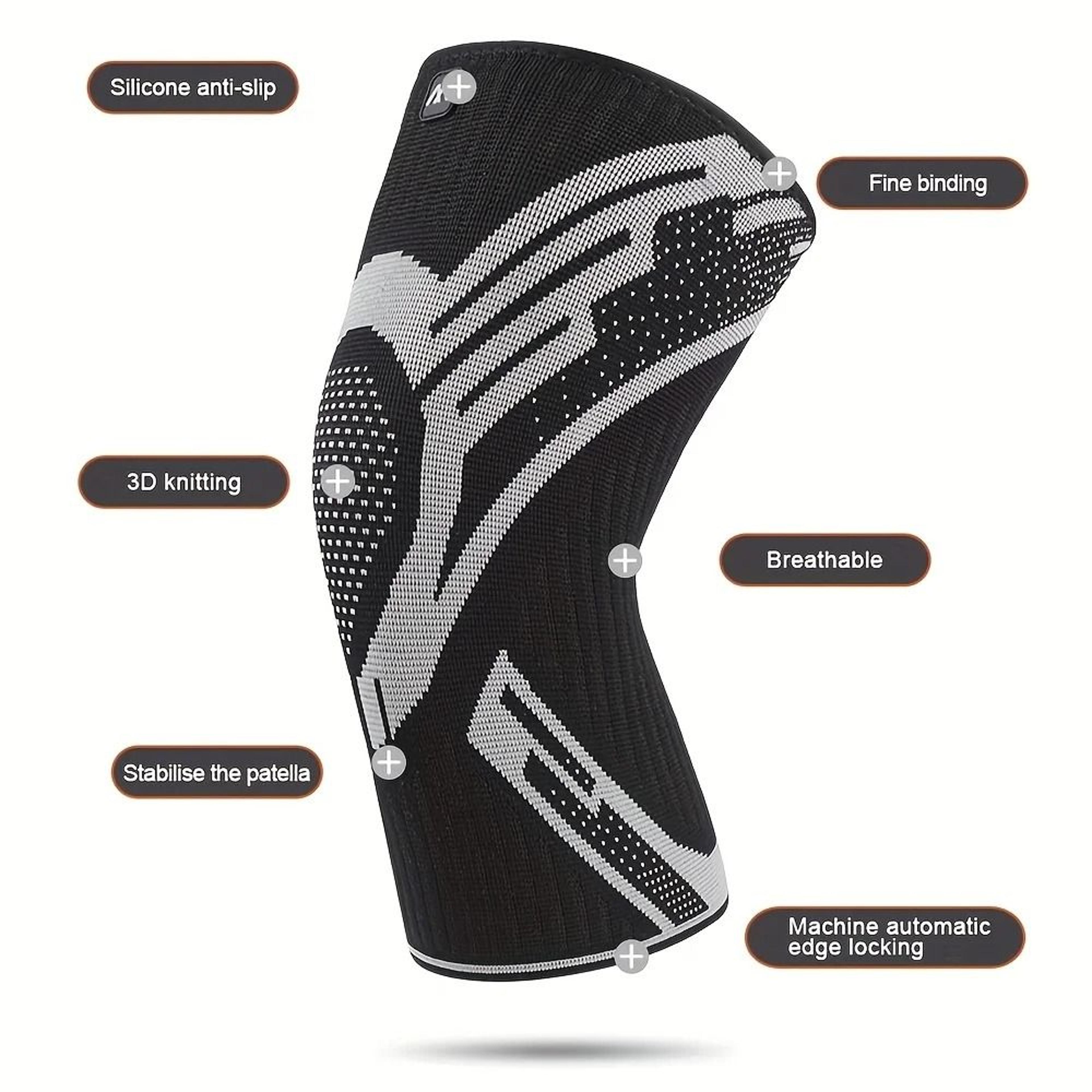 Compression Knee Support Sleeve With Lateral Spring Stabilizers 2