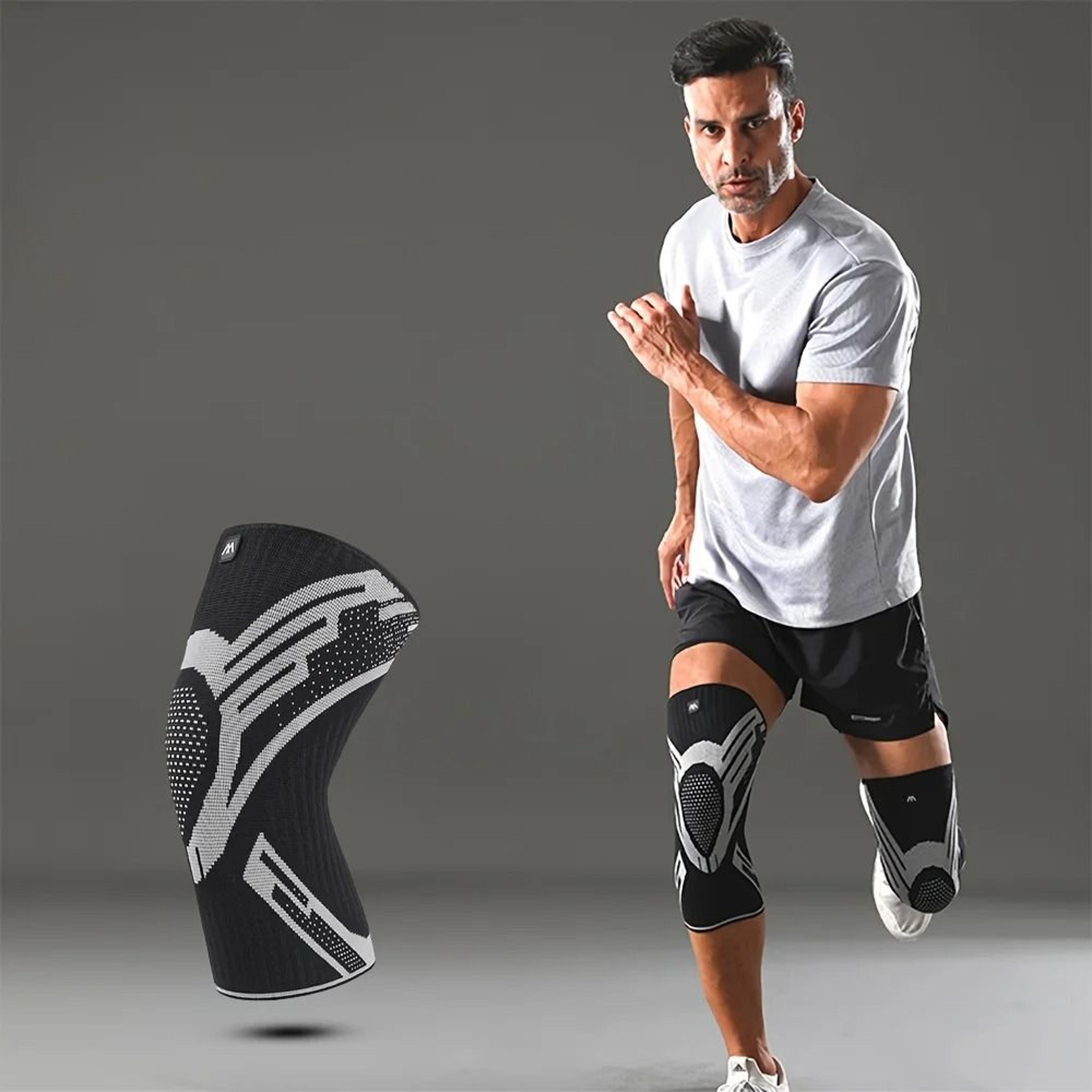 Compression Knee Support Sleeve With Lateral Spring Stabilizers 4