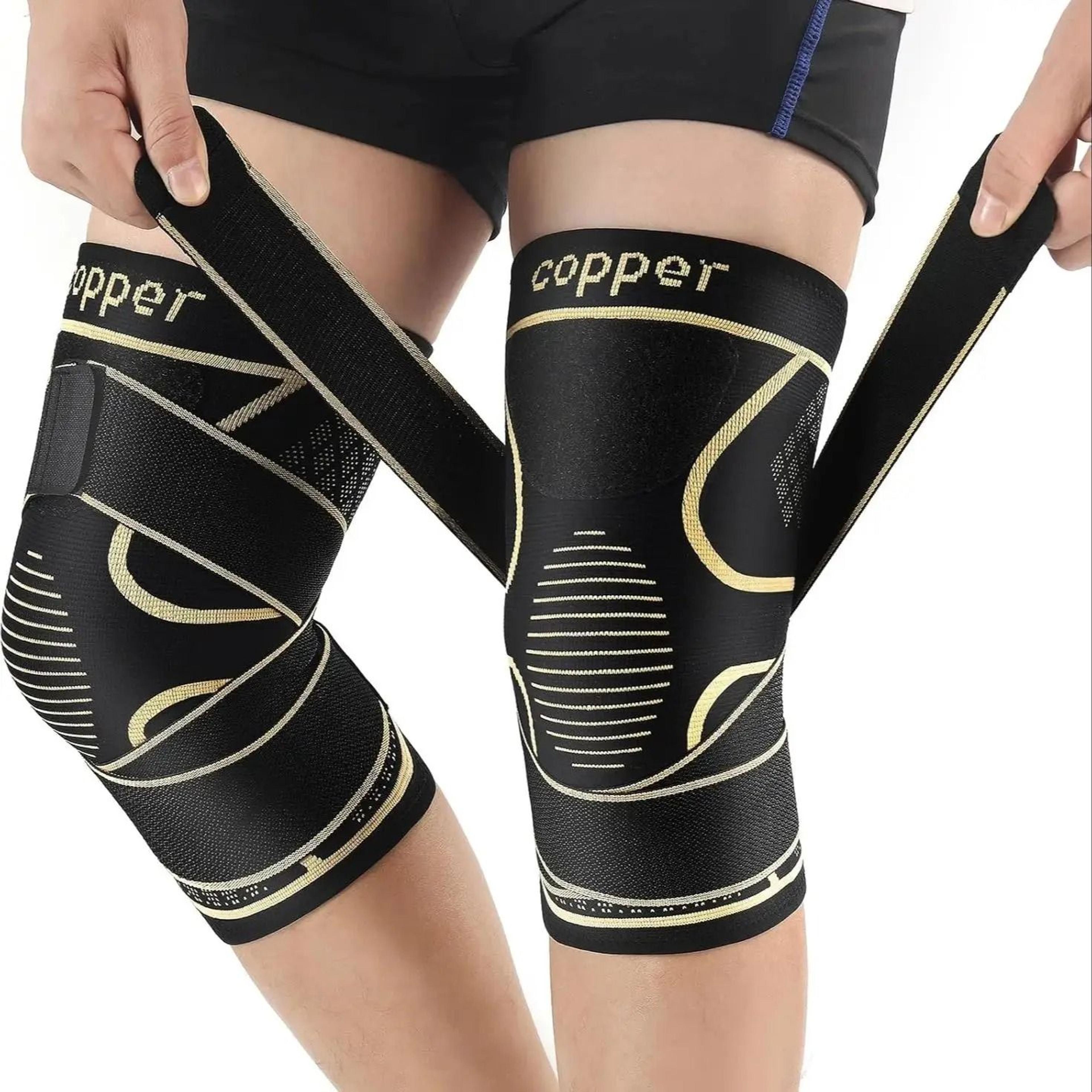 CopperInfused Knee Compression Sleeve With Adjustable Support Straps 6