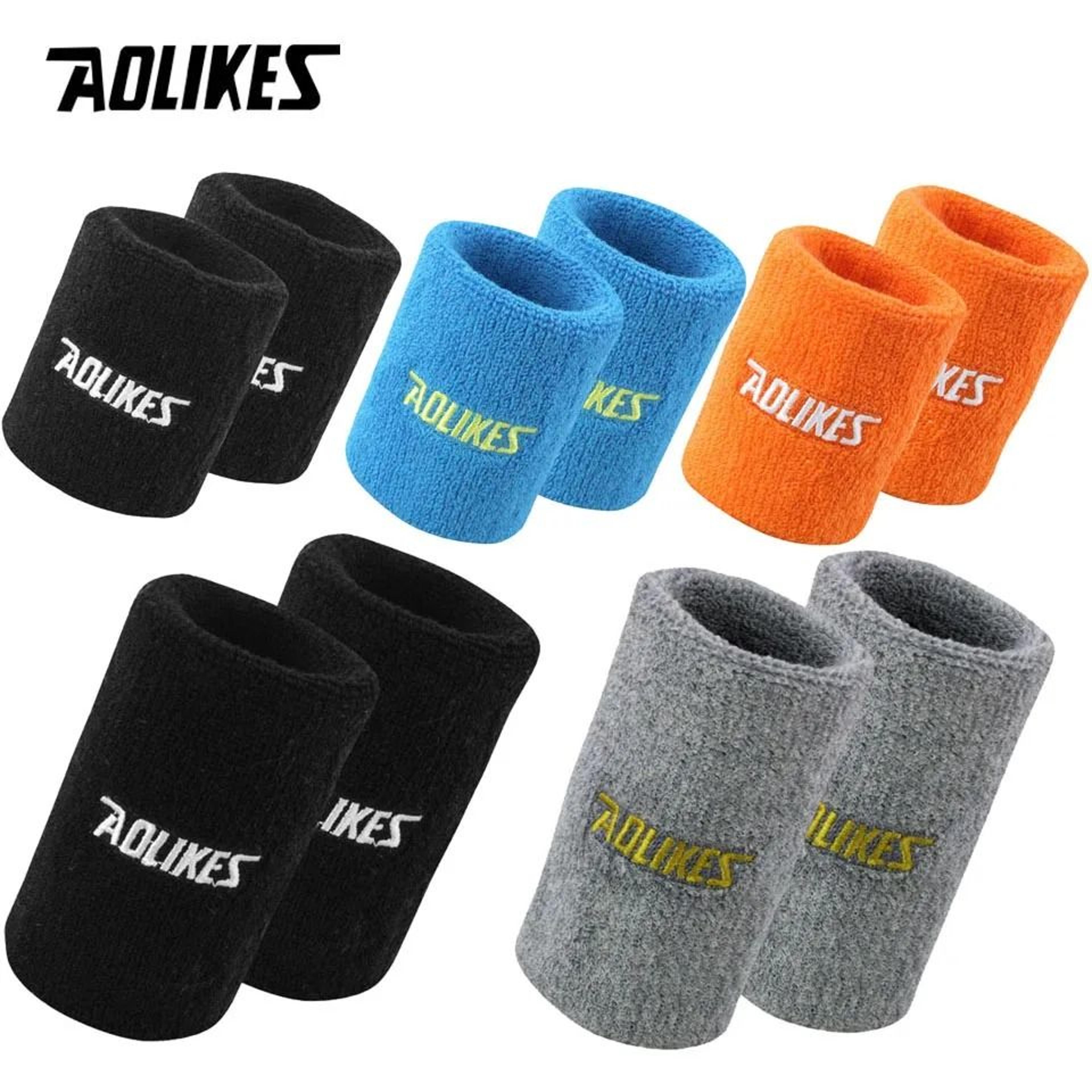 aolikes premium cotton moisture-wicking sports wrist sweatbands (1 pair)