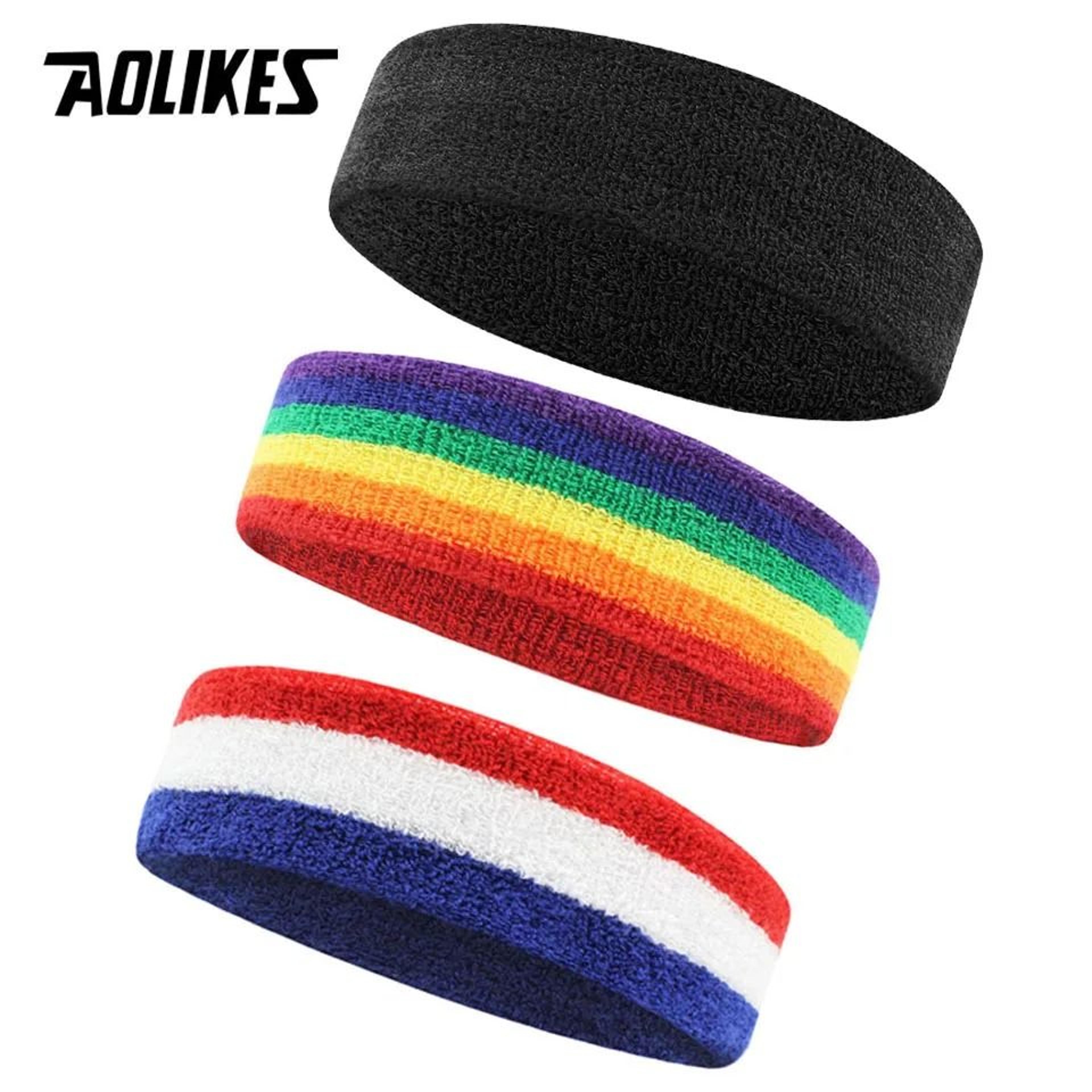 aolikes 3pcs moisture wicking cotton terry cloth sweatbands