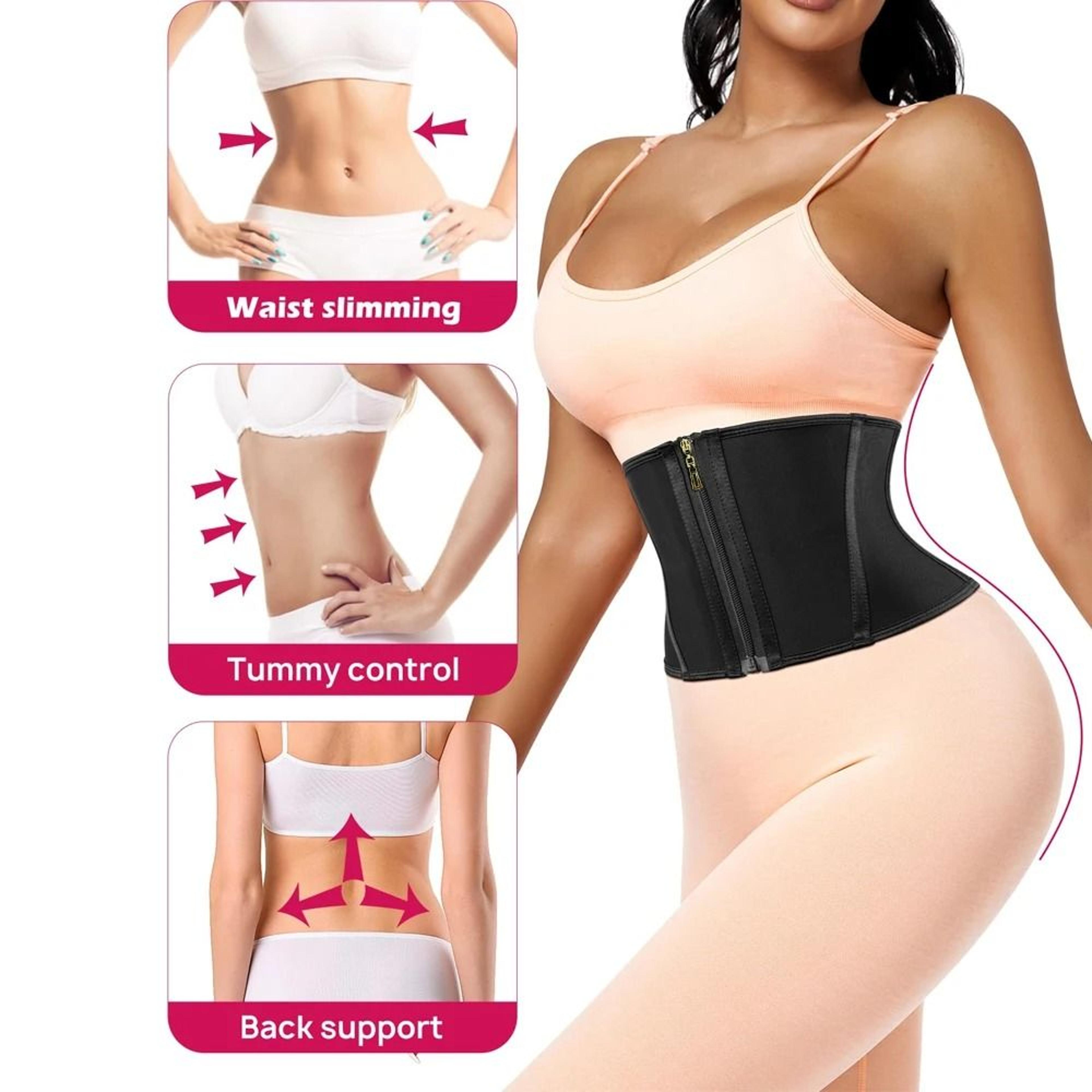RGGMQQ Underbust Waist Trainer Corset  Zipper  Hook Workout Body Shaper 3