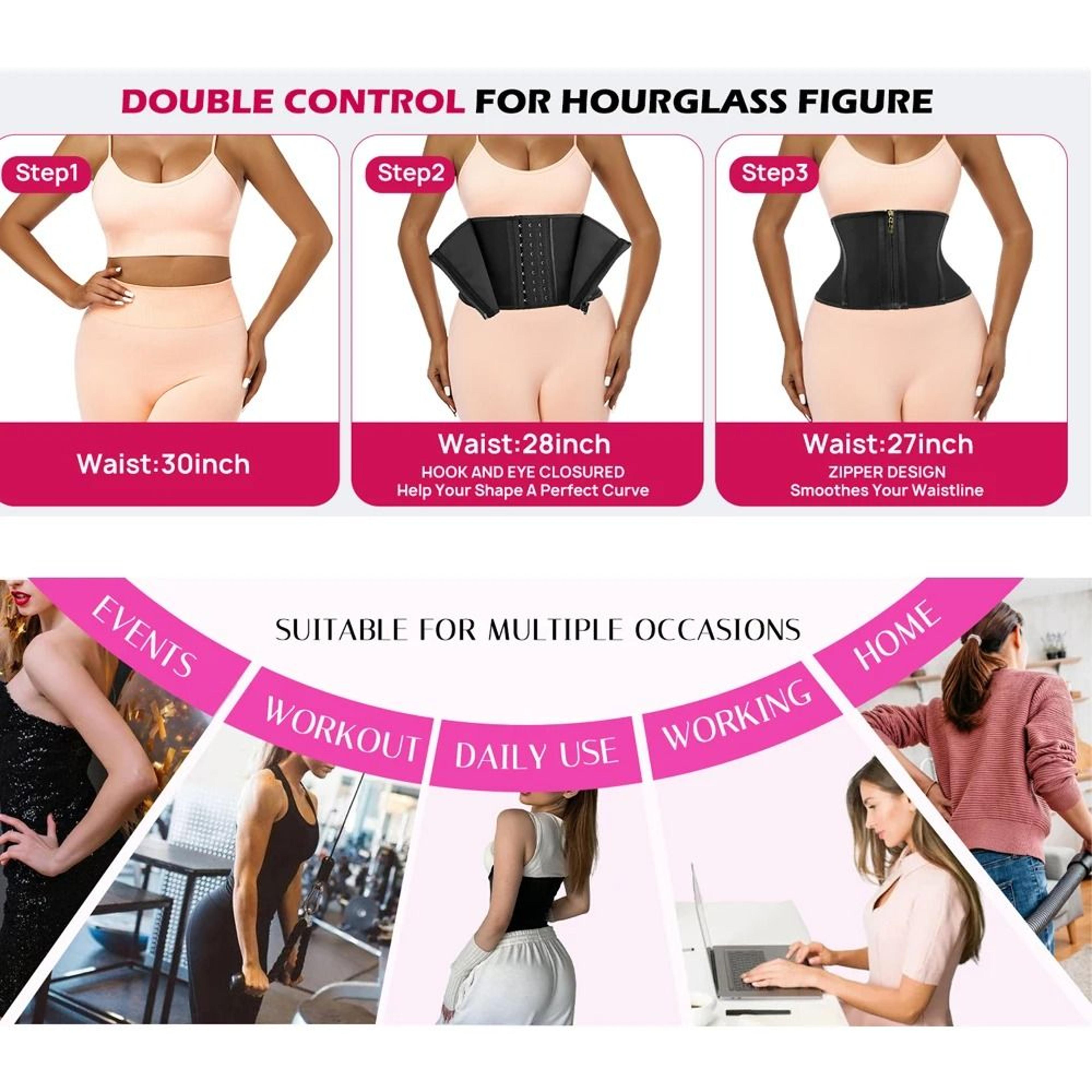 RGGMQQ Underbust Waist Trainer Corset  Zipper  Hook Workout Body Shaper 5