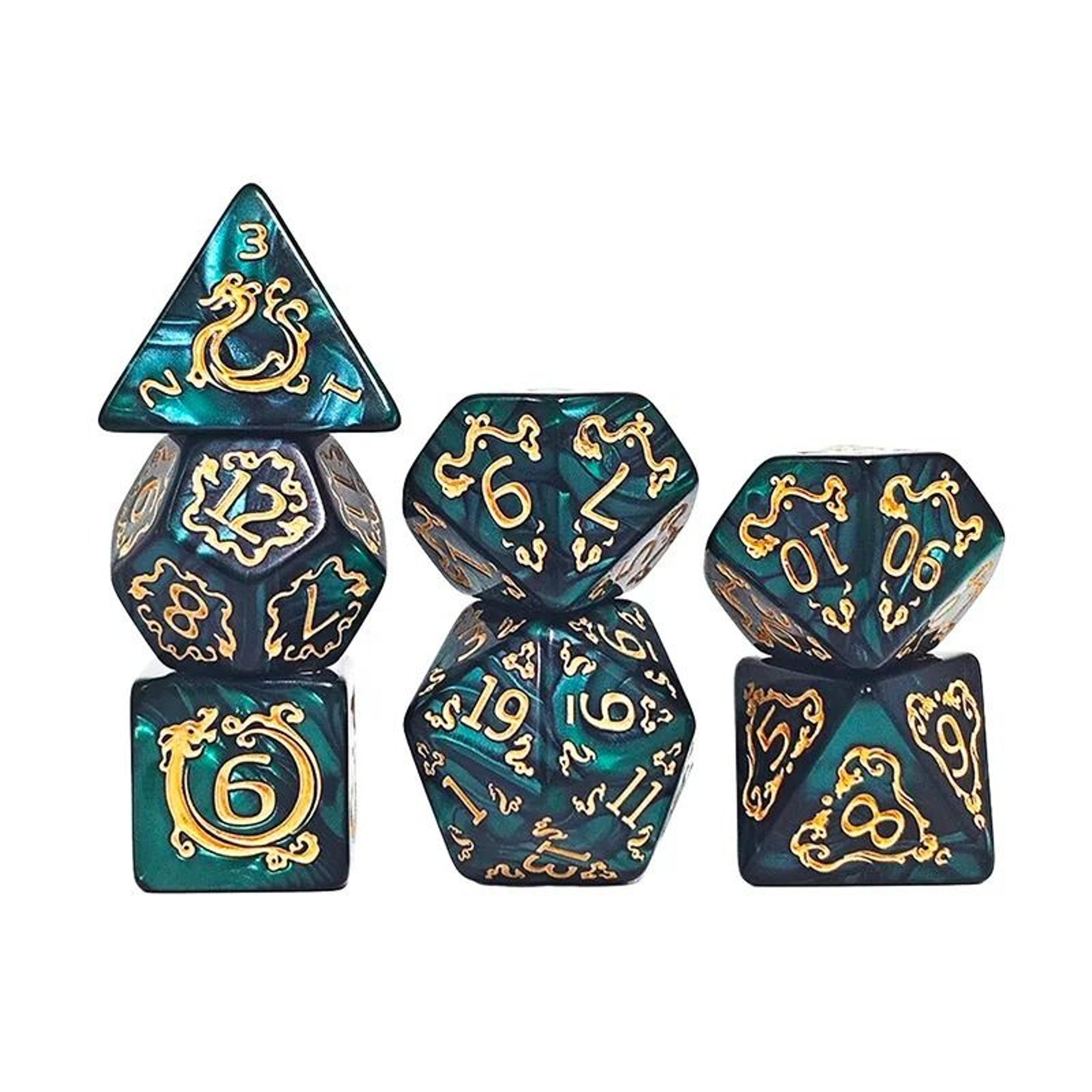 7Piece Dragon Pattern Polyhedral DD Dice Set 7
