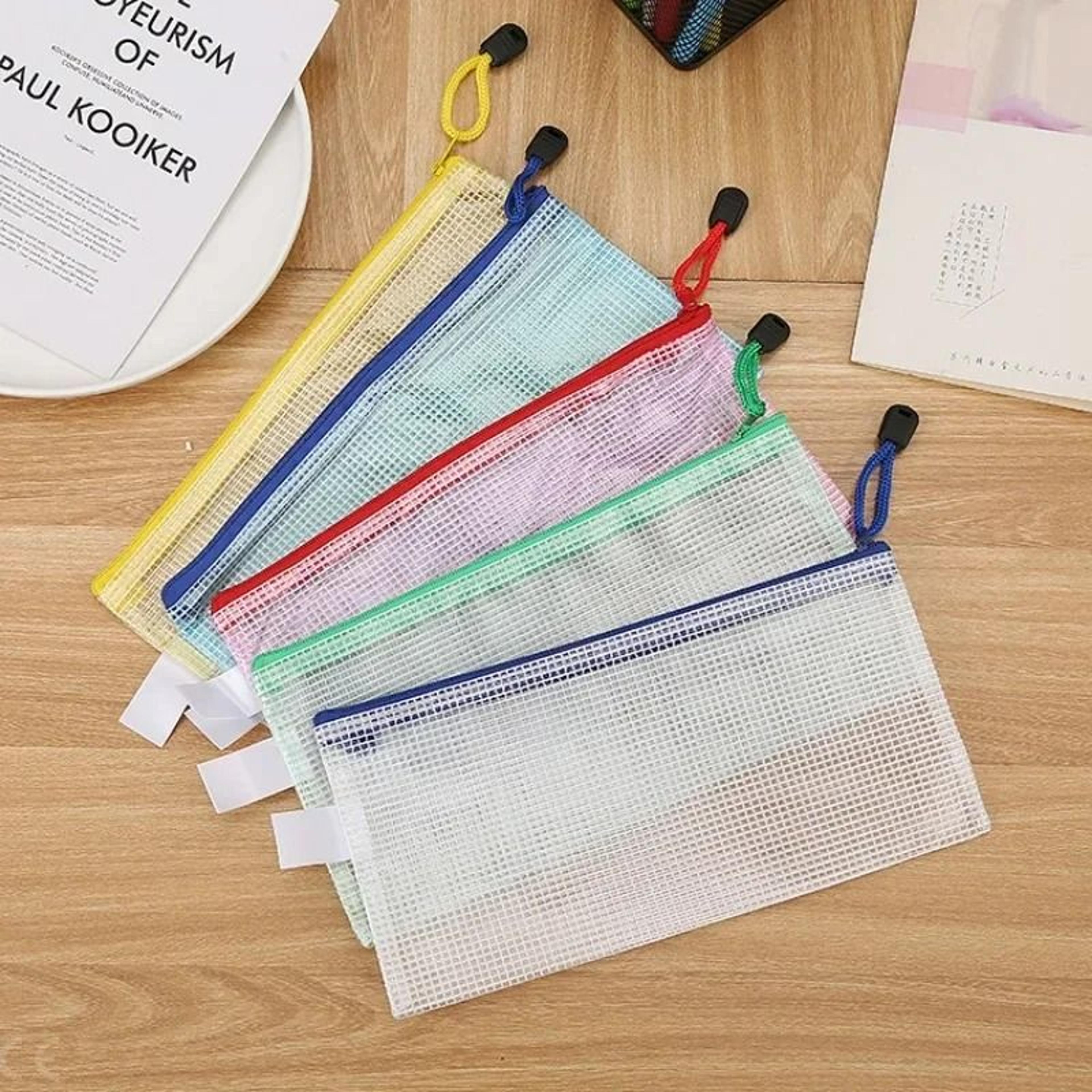 5Pcs A4 A5 A6 Zip File Folders Mesh Zipper Document Pouch 3