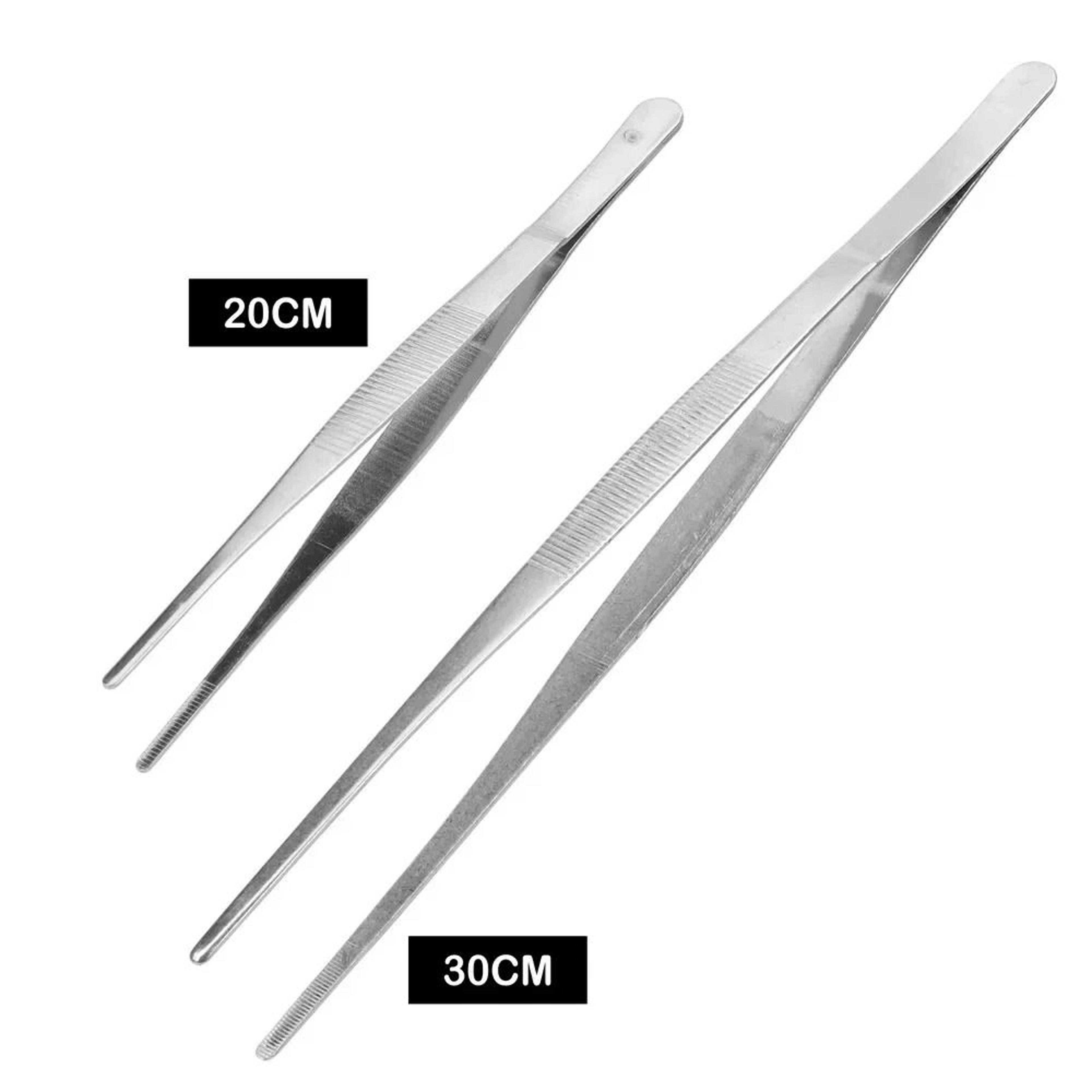 1pc toothed stainless steel long bbq tweezer tong