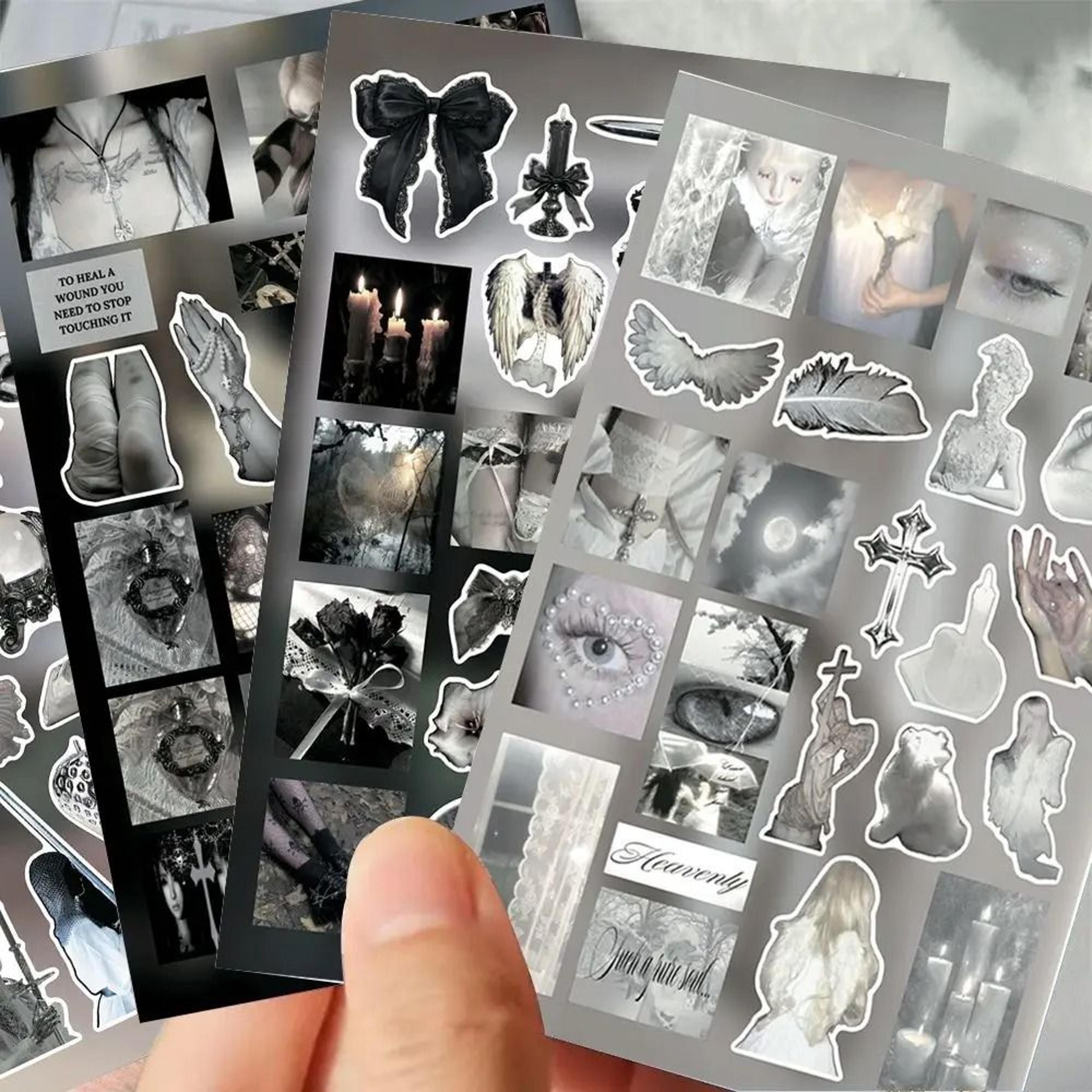 8 Sheets Y2K Dark Gothic Dreamcore Collage DieCut Stickers For Journals 2