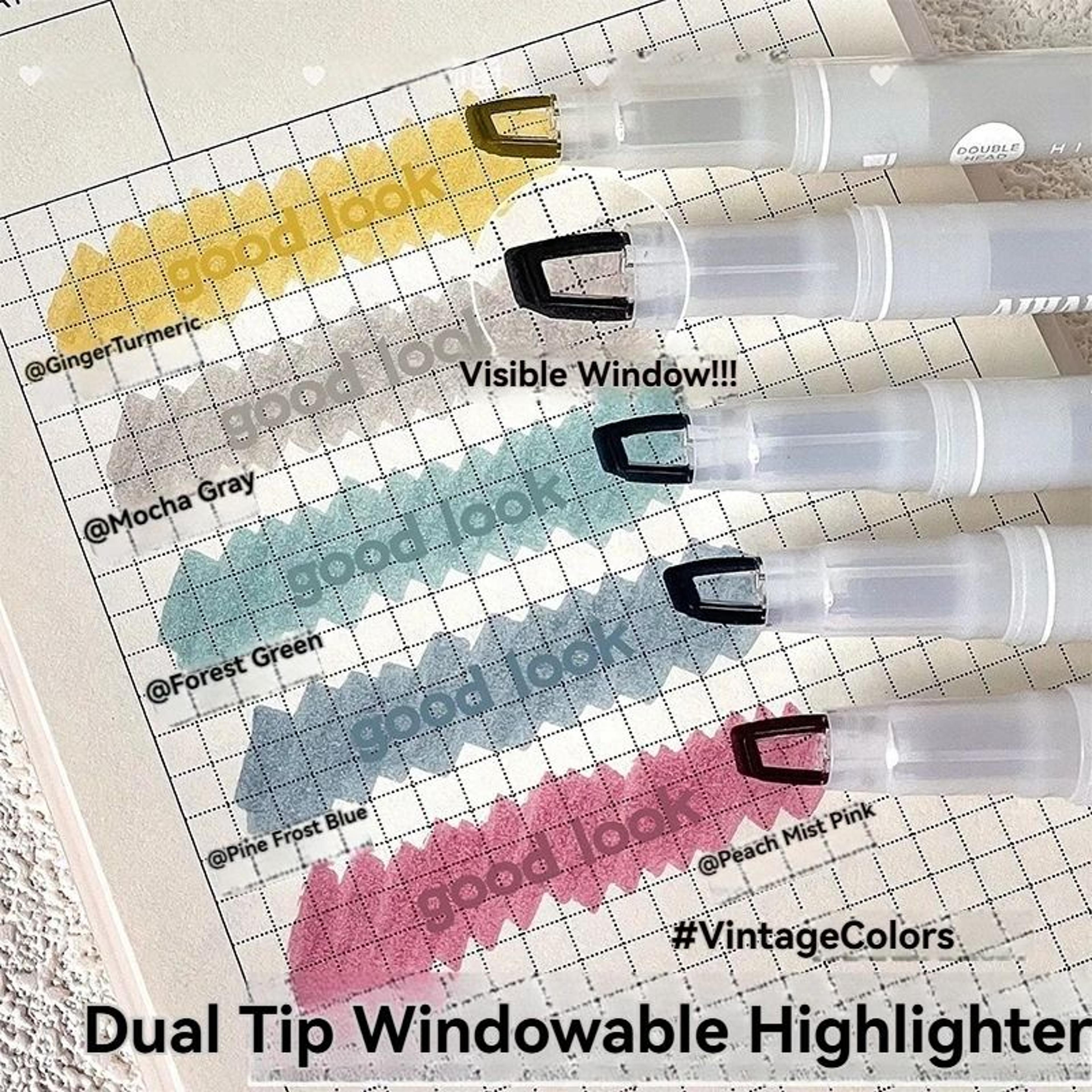 5 colors double unique window tip highlighter pens & pastel markers