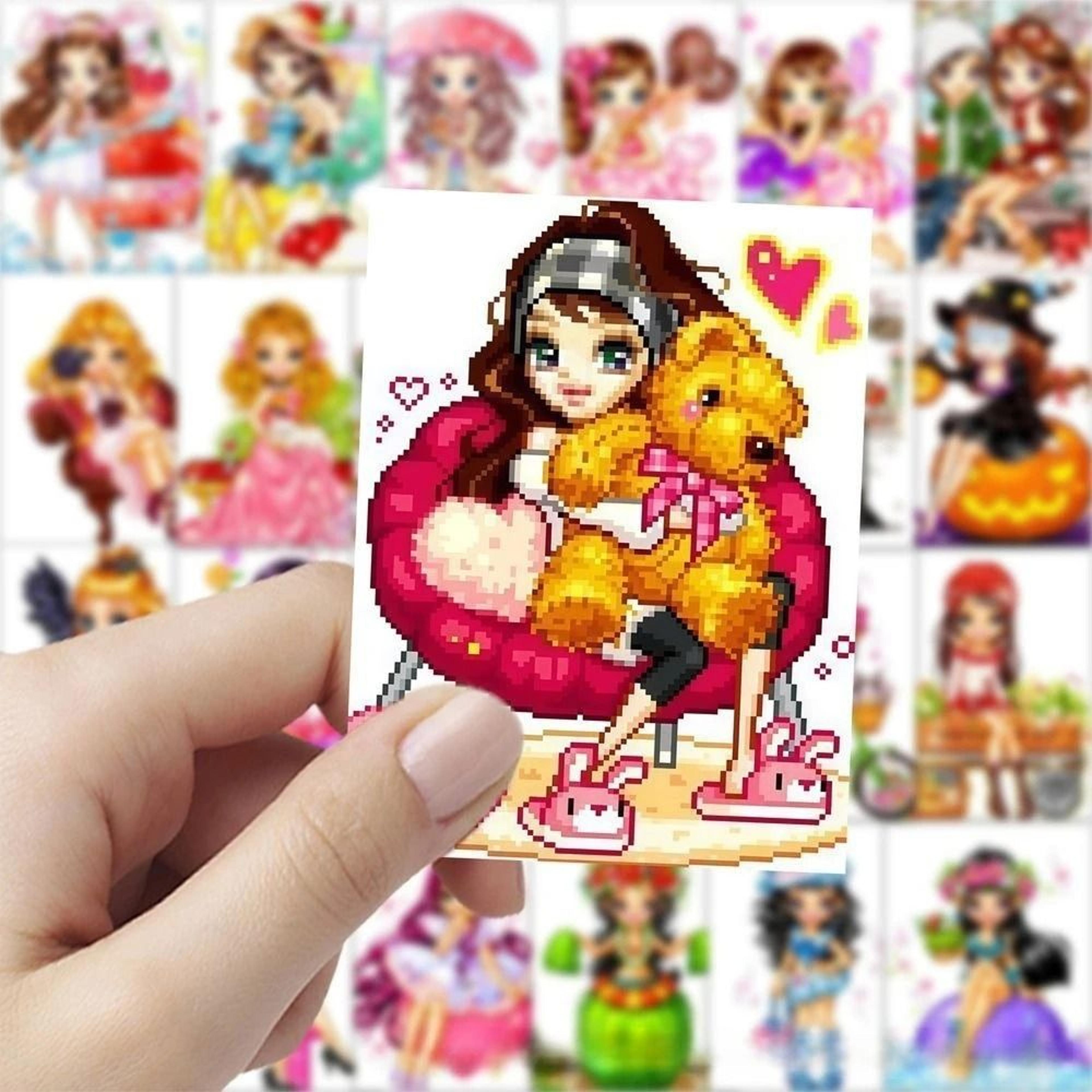 63Pcs Kawaii KoreanStyle Y2K Retro Pixel Doll Avatar DieCut Stickers 2