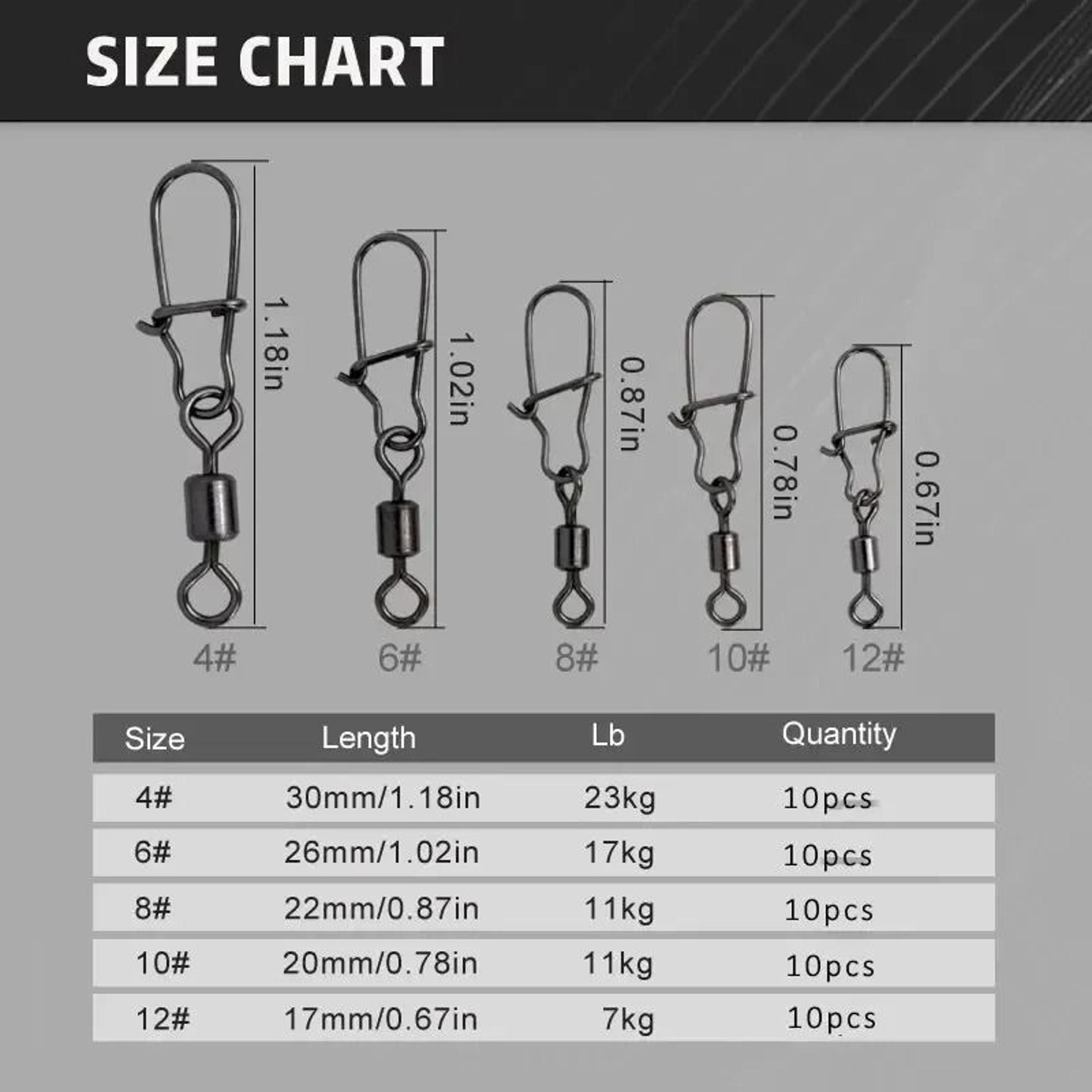50PcsBox Stainless Steel Fishing Connector Pin Bearing Rolling Swivel With Snap 3